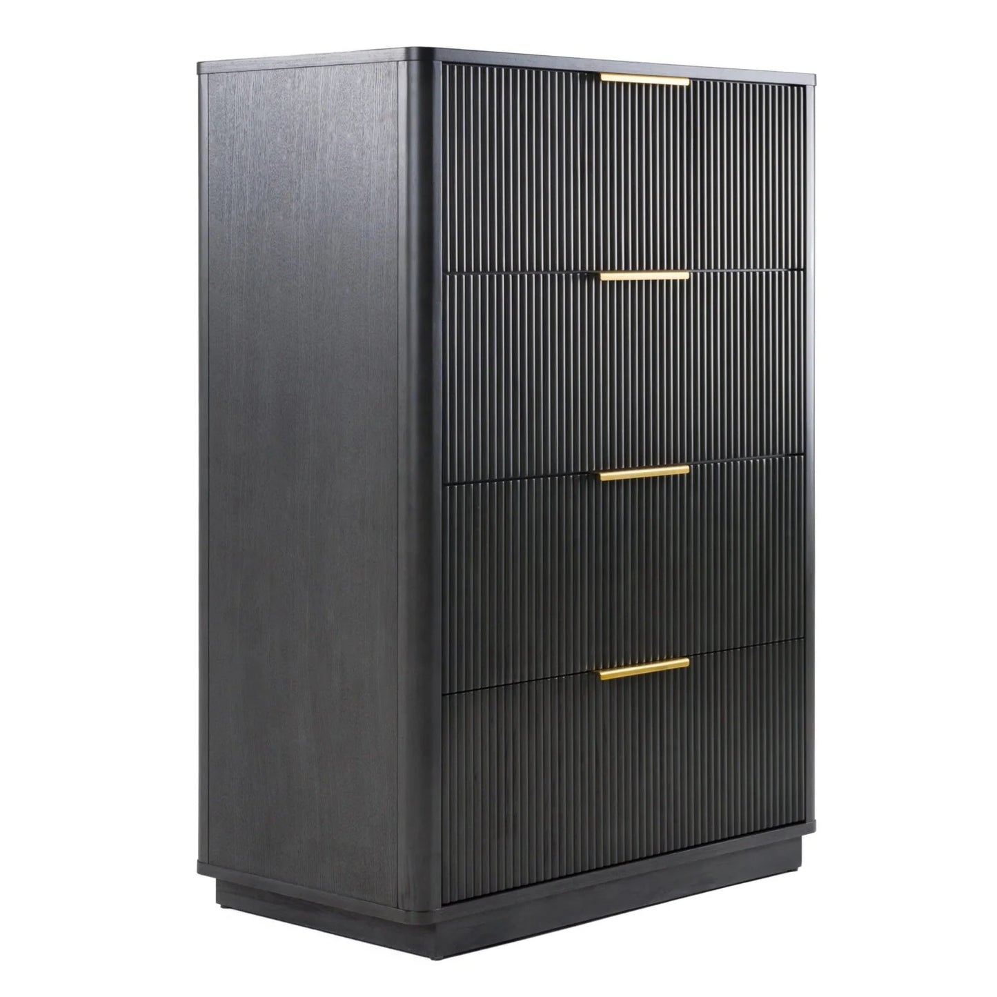 Luxury Modern Reeded Wood 4-Drawer Chest European Style for Villa