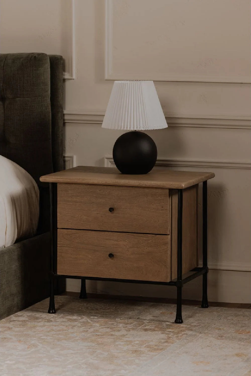 Luxury Modern Rene Acacia Nightstand European Style for Villa