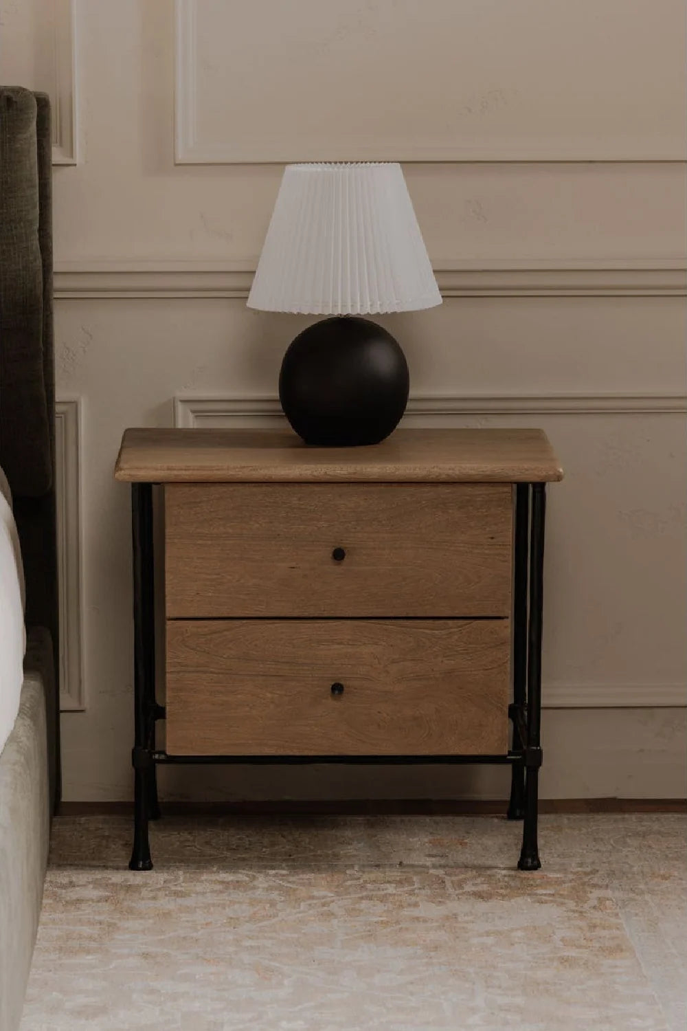 Luxury Modern Rene Acacia Nightstand European Style for Villa