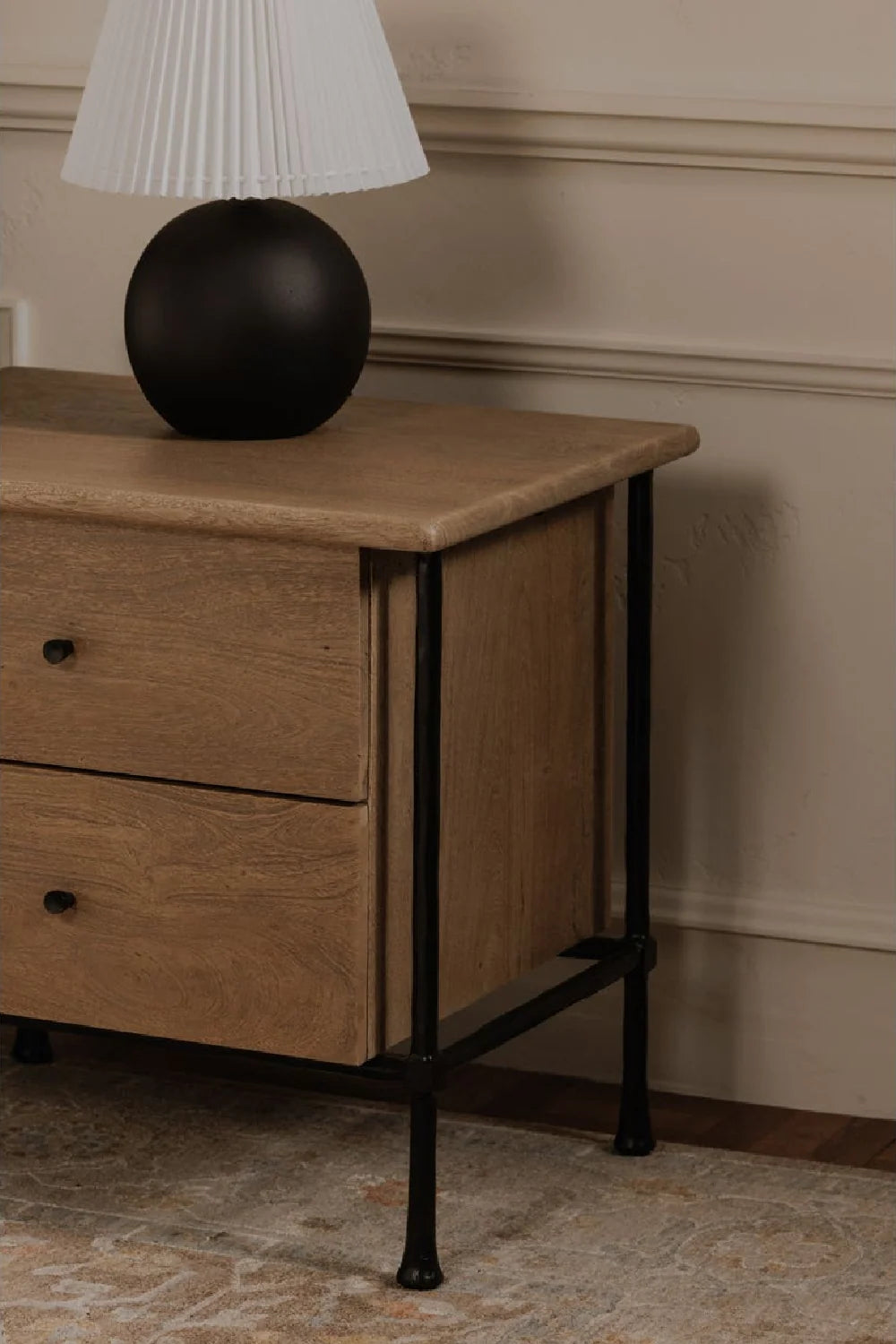Luxury Modern Rene Acacia Nightstand European Style for Villa