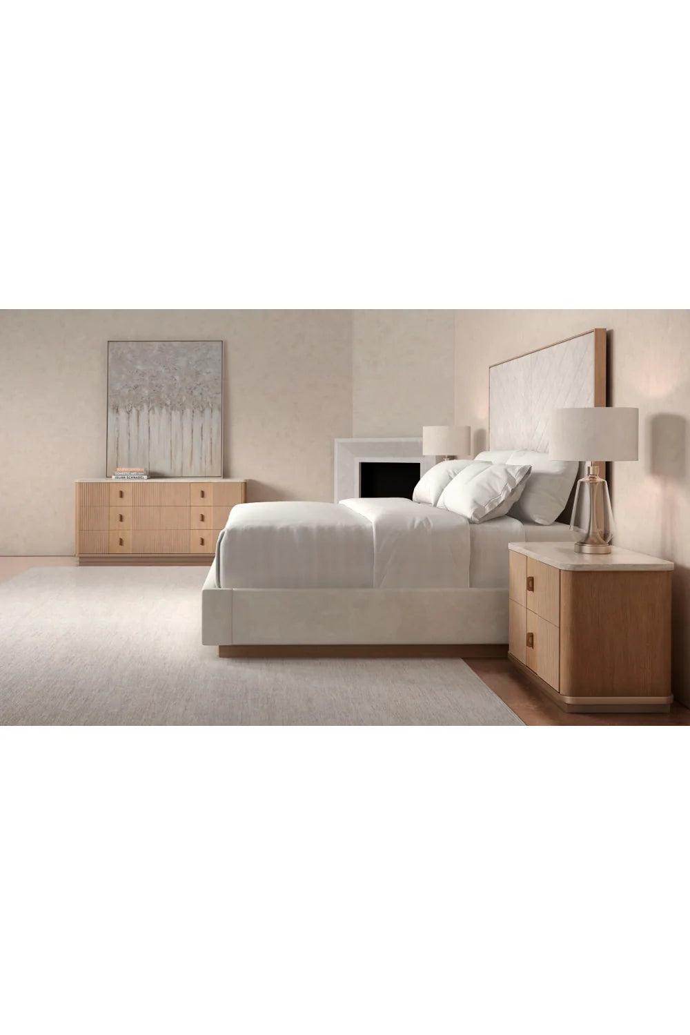 Luxury Modern Rhythm Oak 6-Drawer Dresser European Style for Villa