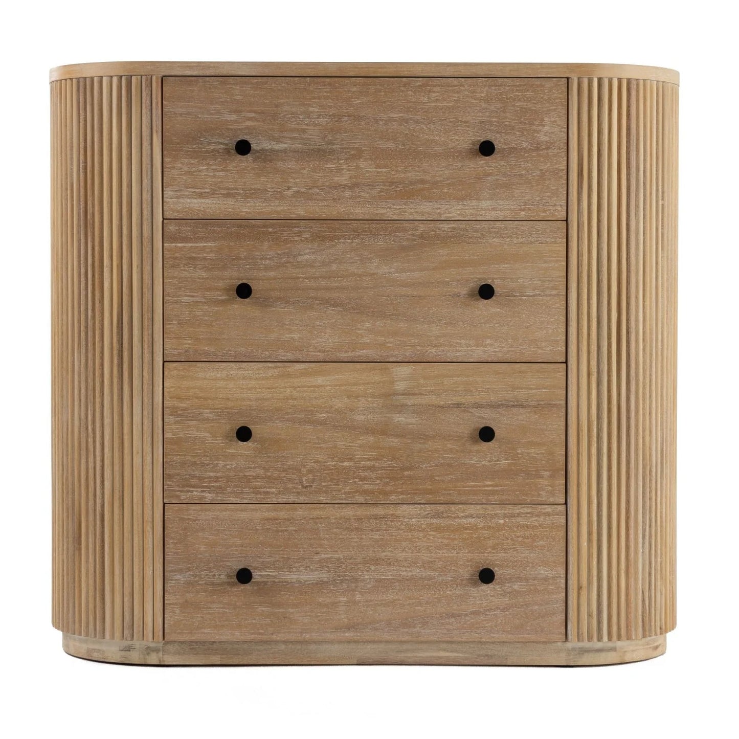 Luxury Modern Ribbed Acacia 4-Drawer Chest European Style for Villa