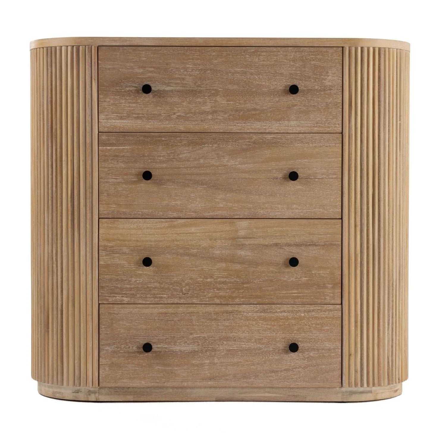Luxury Modern Ribbed Acacia 4-Drawer Chest European Style for Villa