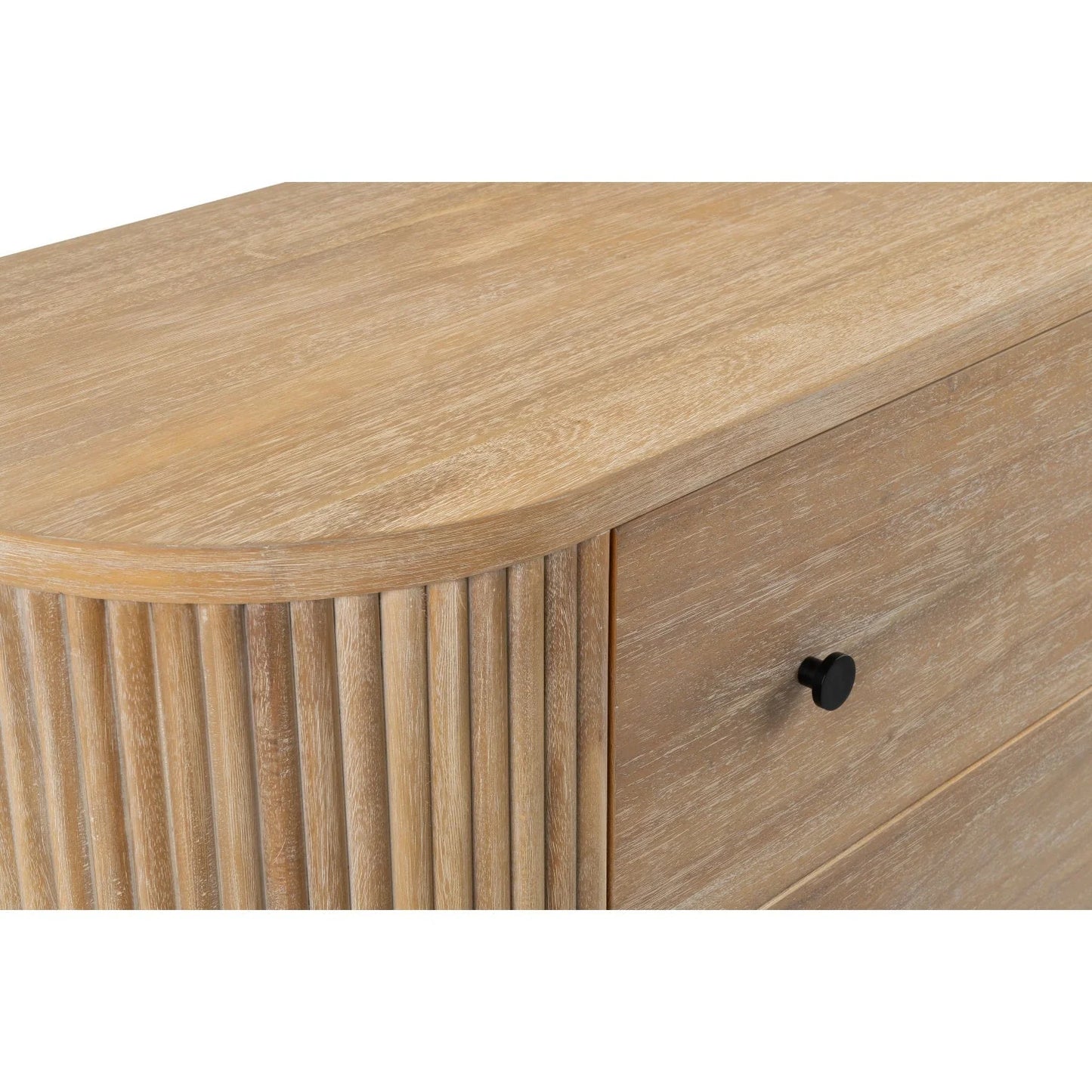 Luxury Modern Ribbed Acacia 4-Drawer Chest European Style for Villa