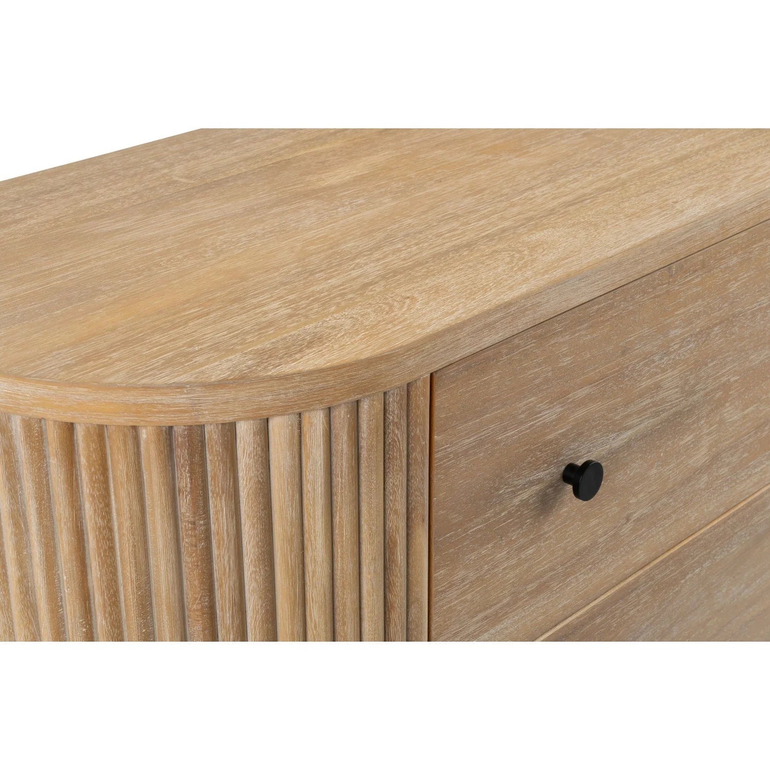 Luxury Modern Ribbed Acacia 4-Drawer Chest European Style for Villa