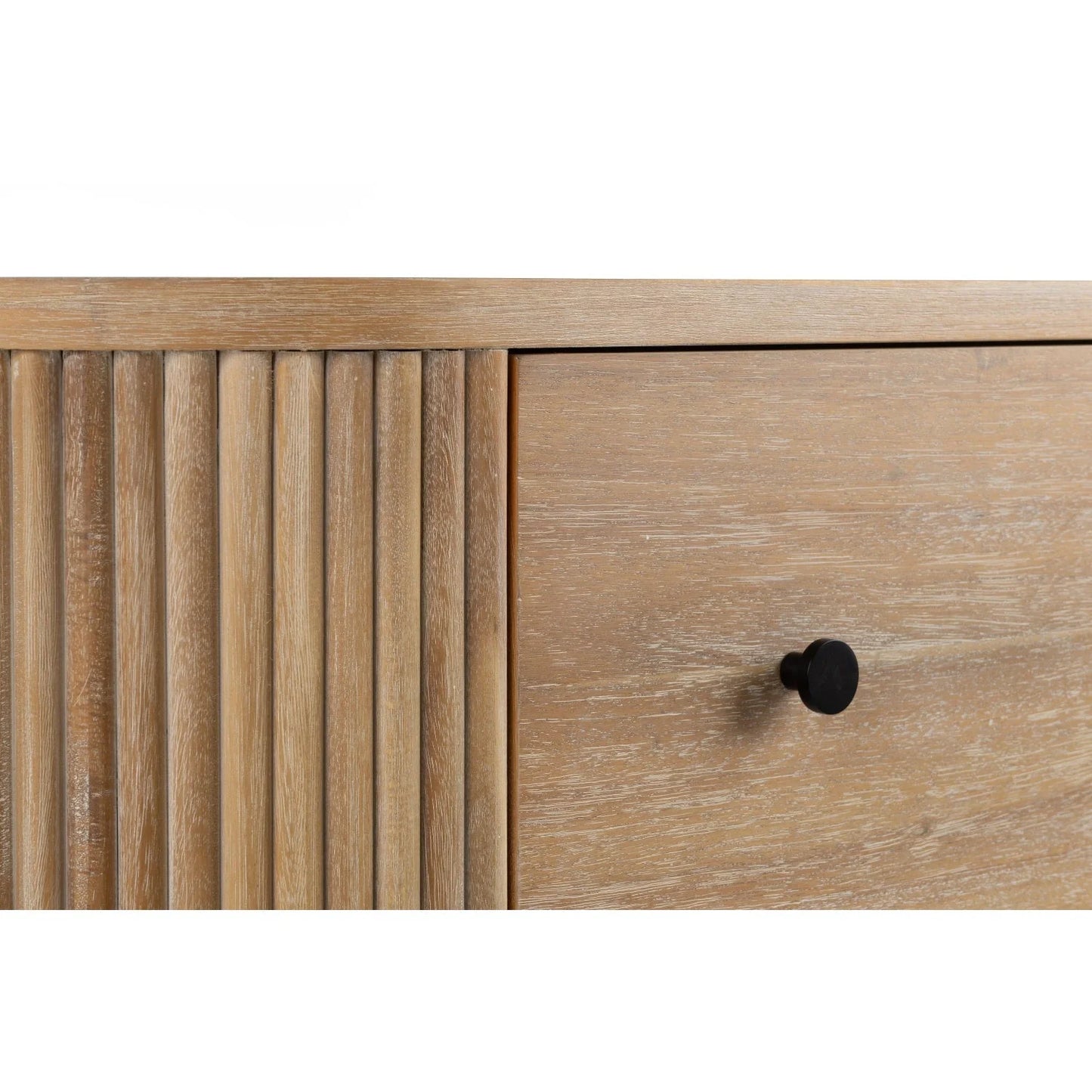 Luxury Modern Ribbed Acacia 4-Drawer Chest European Style for Villa