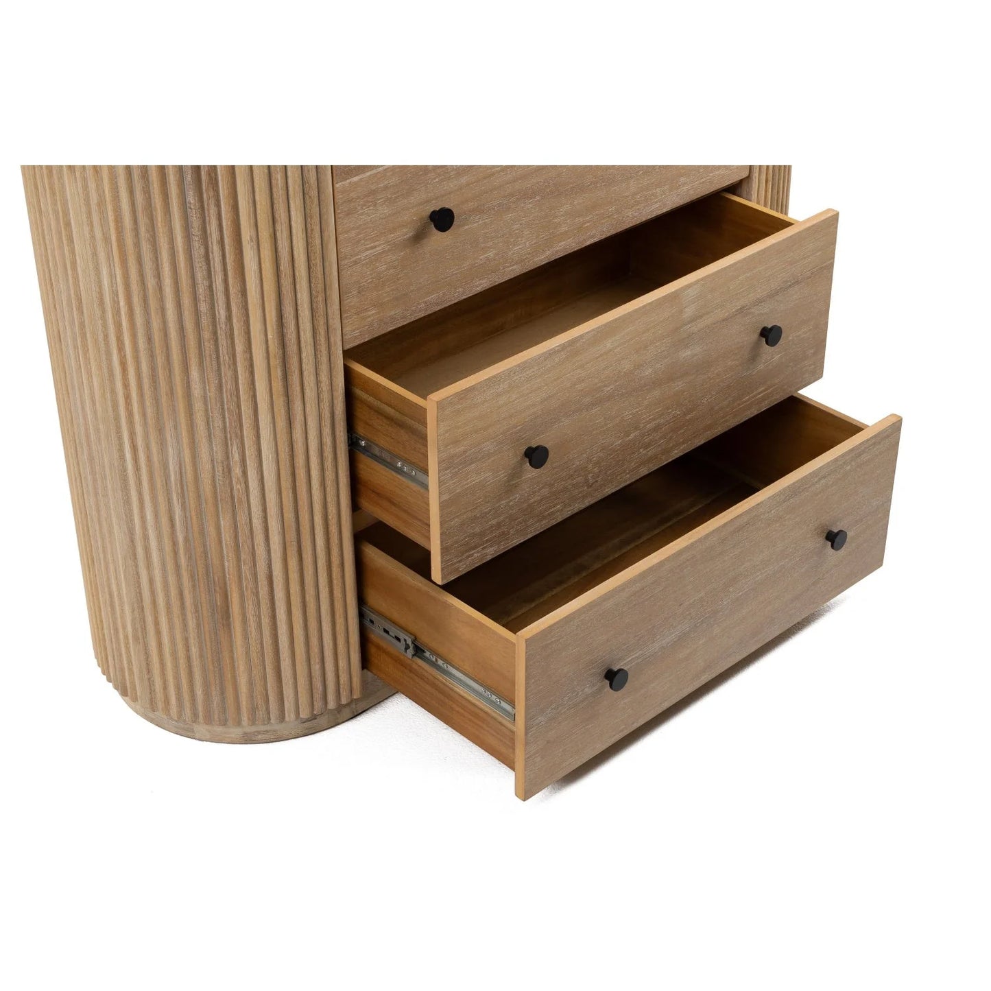 Luxury Modern Ribbed Acacia 4-Drawer Chest European Style for Villa