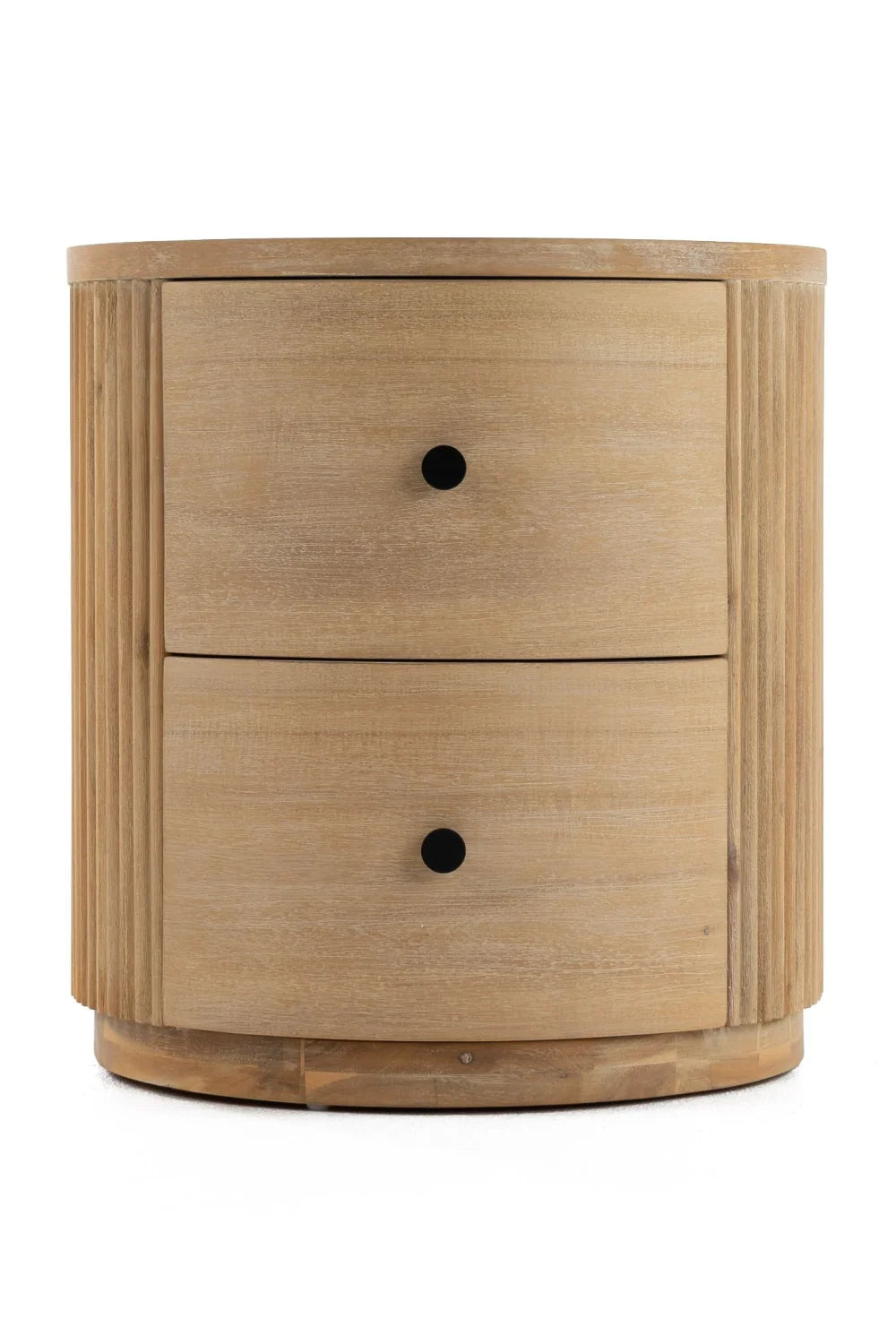 Luxury Modern Ribbed Acacia Nightstand European Style for Villa