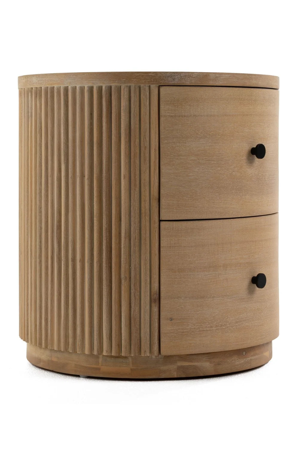 Luxury Modern Ribbed Acacia Nightstand European Style for Villa