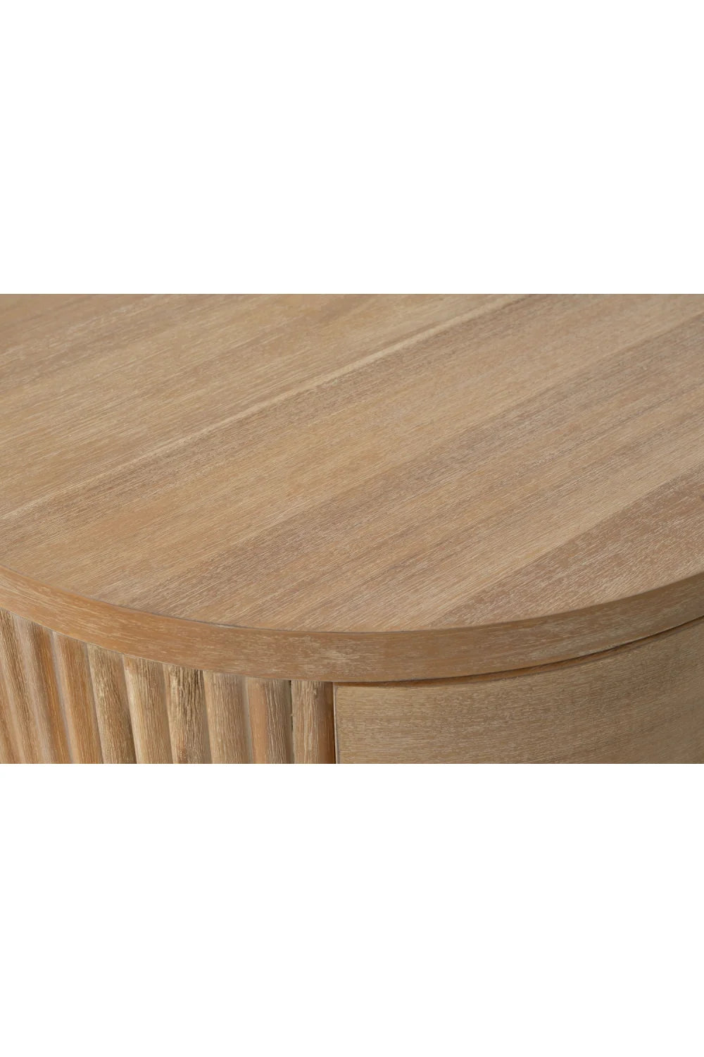 Luxury Modern Ribbed Acacia Nightstand European Style for Villa