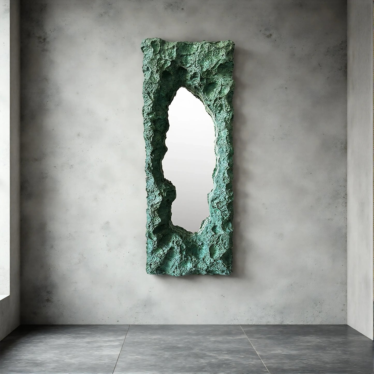 Luxury Modern Rift Opening Jade Fissure Green Mirror European Style for Villa