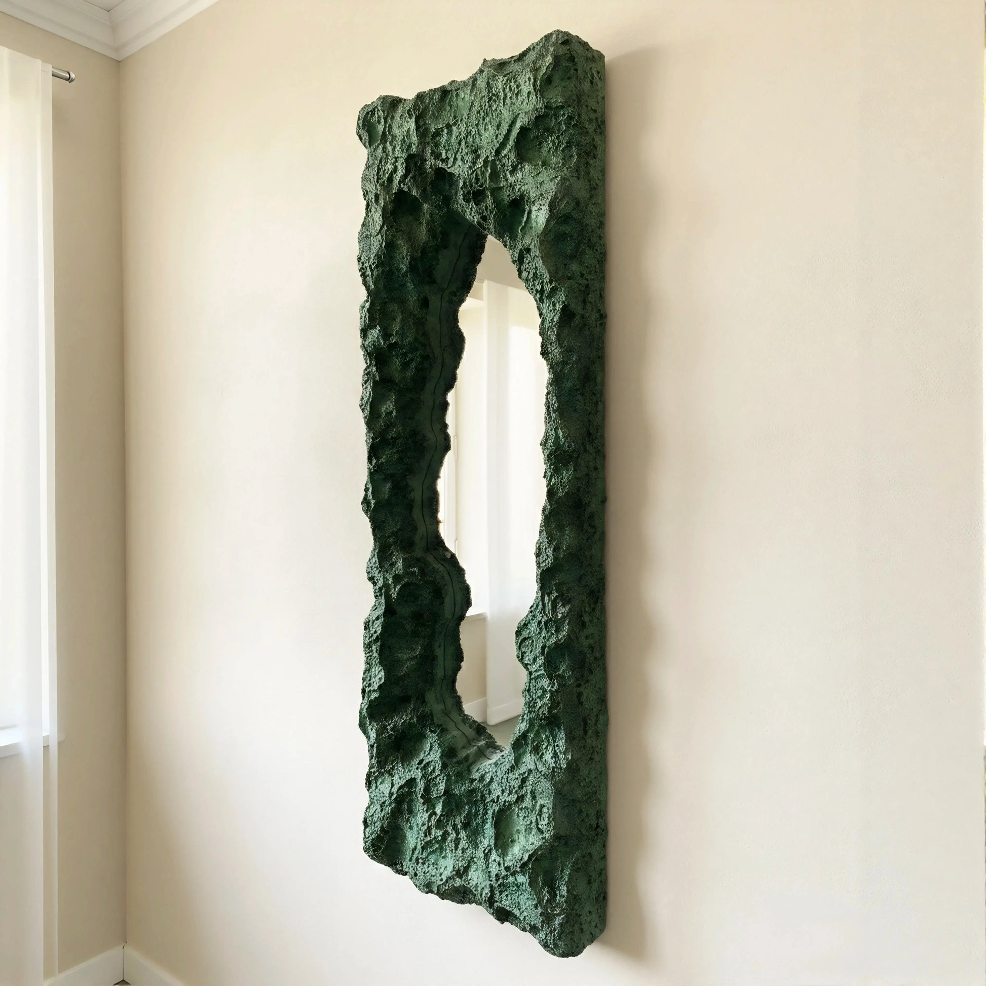 Luxury Modern Rift Opening Jade Fissure Green Mirror European Style for Villa