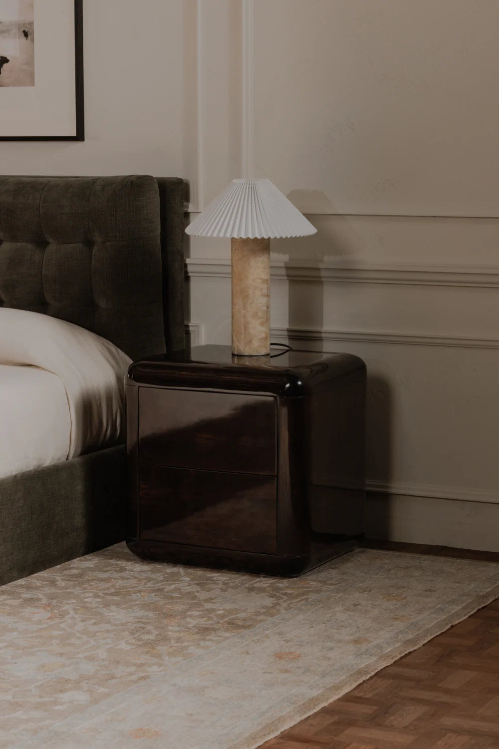 Luxury Modern Rory 2-Drawer Nightstand European Style for Villa