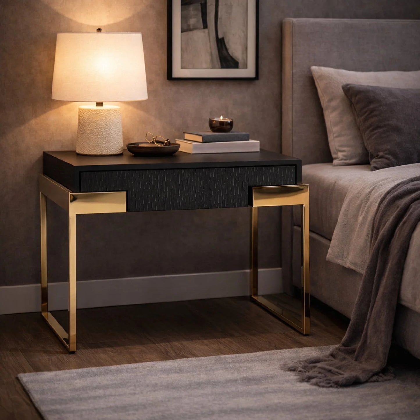 Luxury Modern Rothsay Wenge Oak Nightstand European Style for Villa