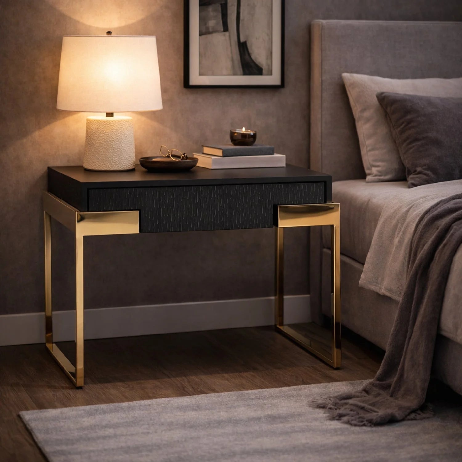 Luxury Modern Rothsay Wenge Oak Nightstand European Style for Villa