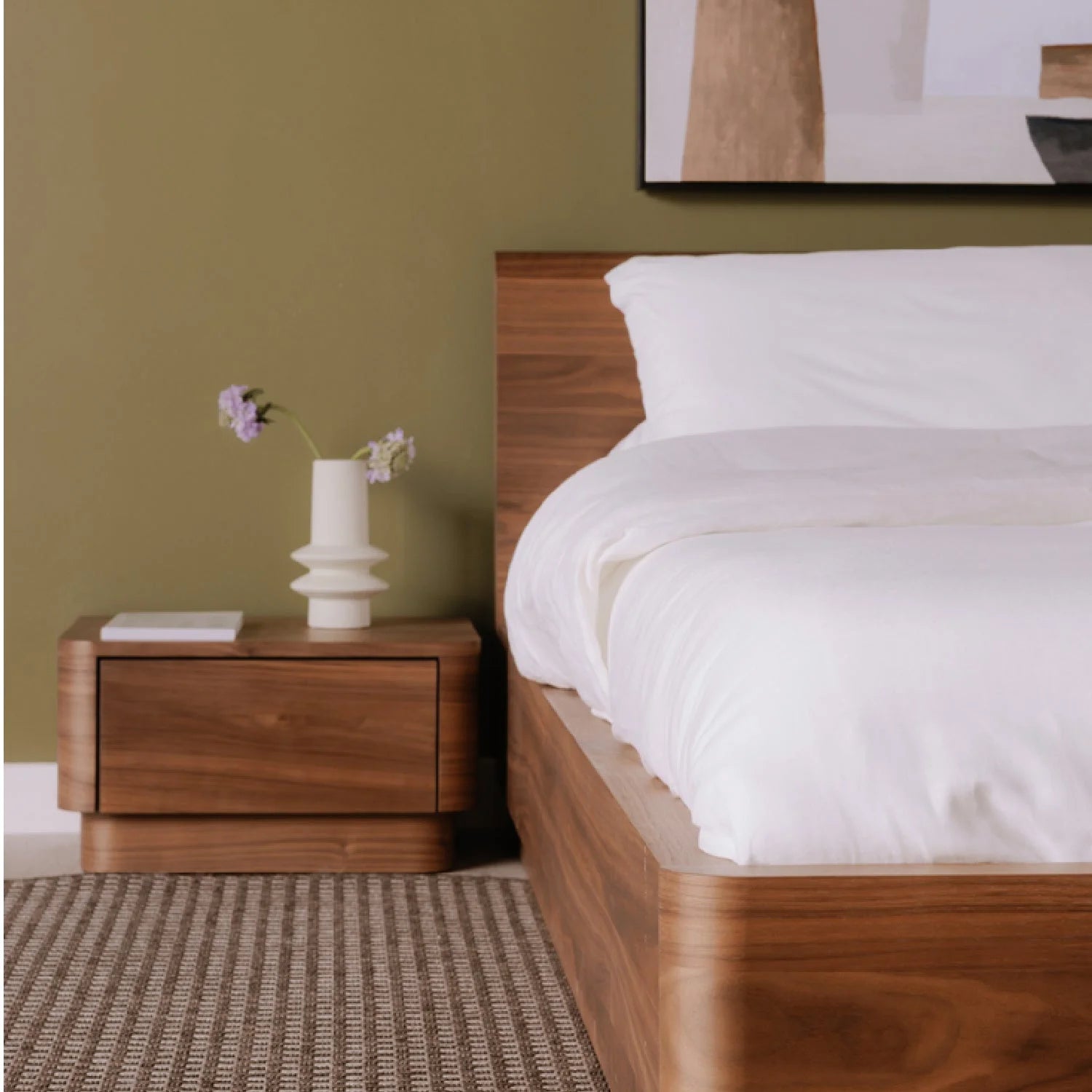 Luxury Modern Round Off 1-Drawer Nightstand European Style for Villa