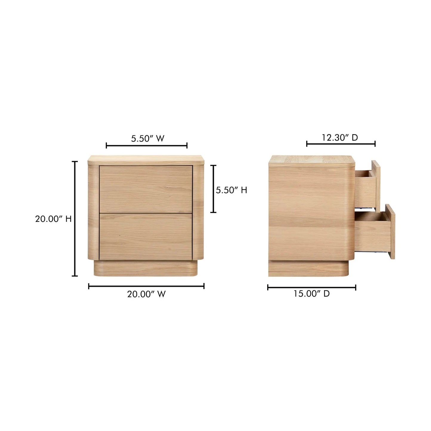 Luxury Modern Round Off 2-Drawer Nightstand European Style for Villa