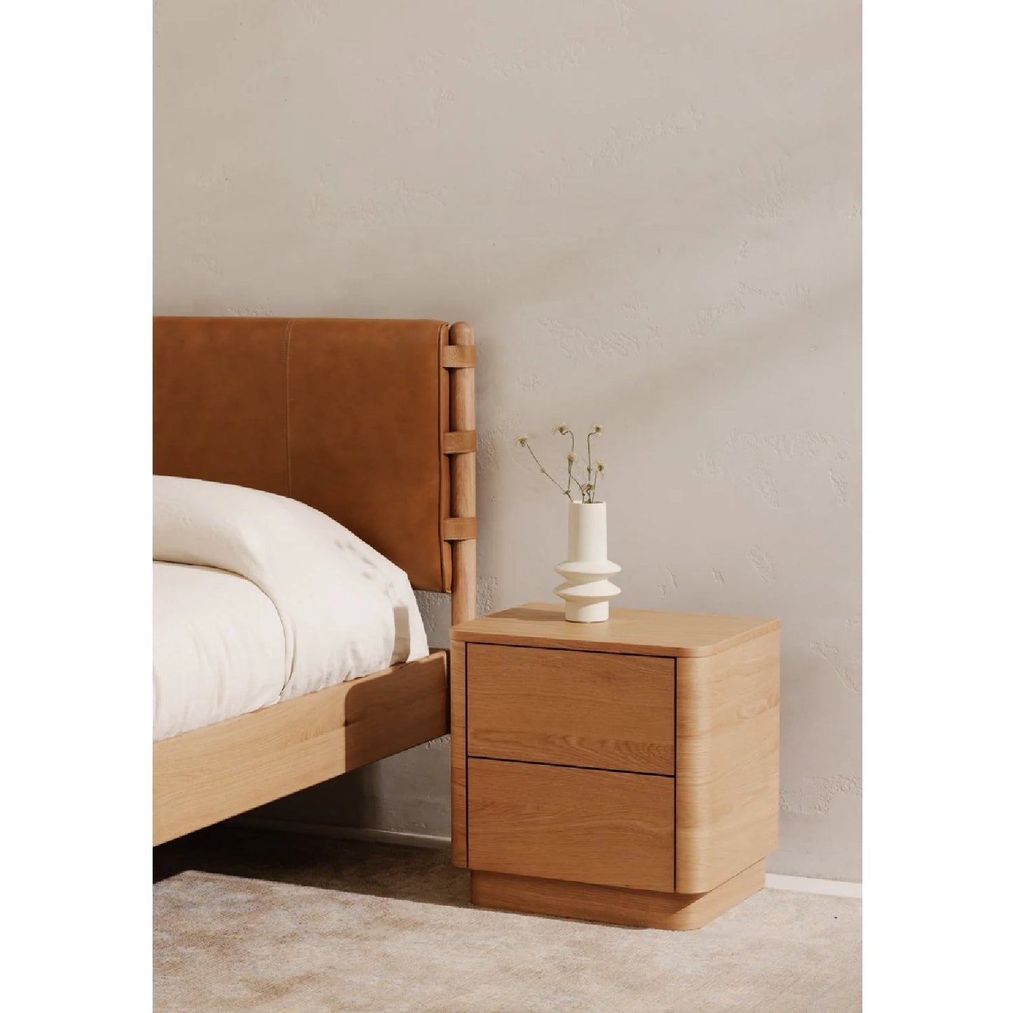 Luxury Modern Round Off 2-Drawer Nightstand European Style for Villa