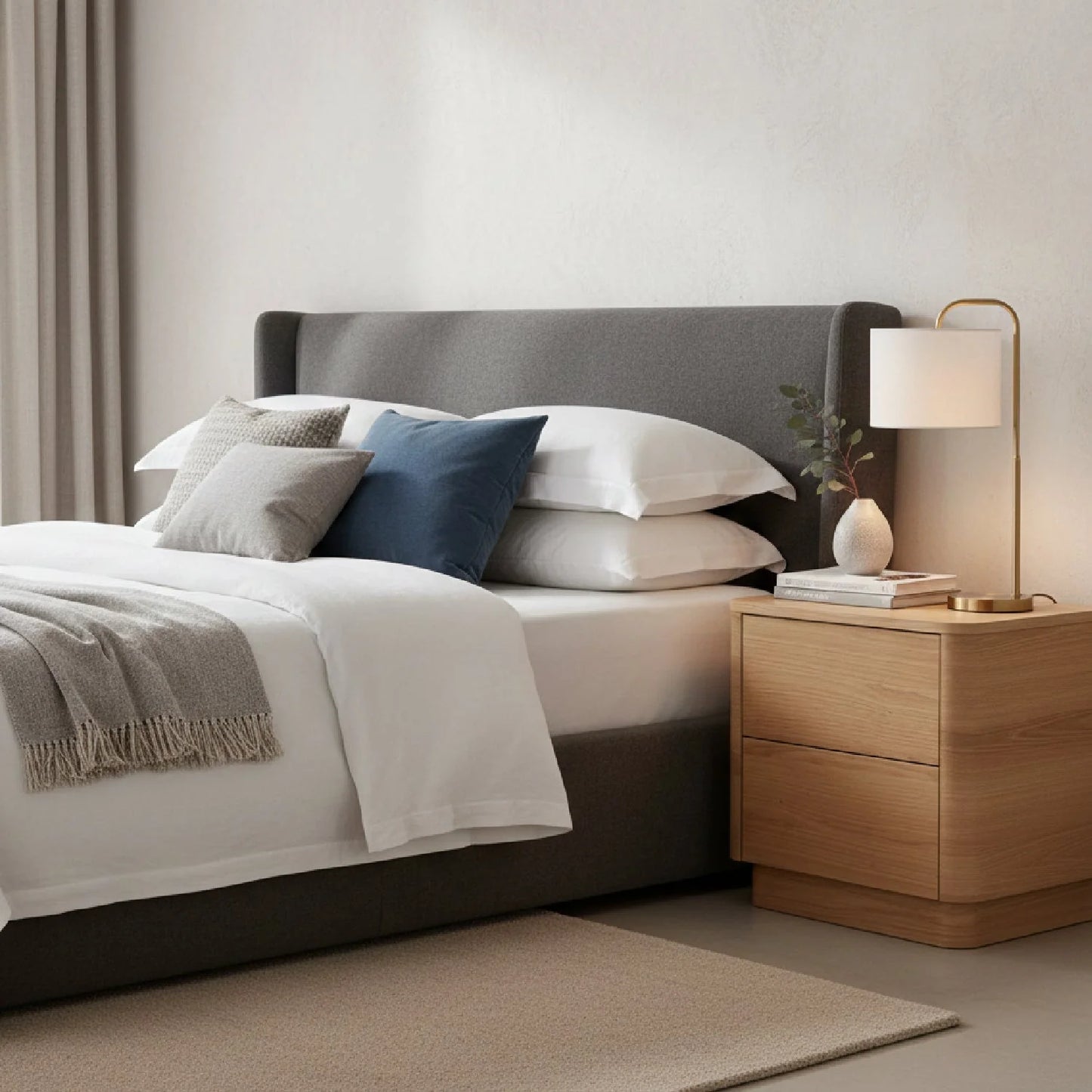 Luxury Modern Round Off 2-Drawer Nightstand European Style for Villa