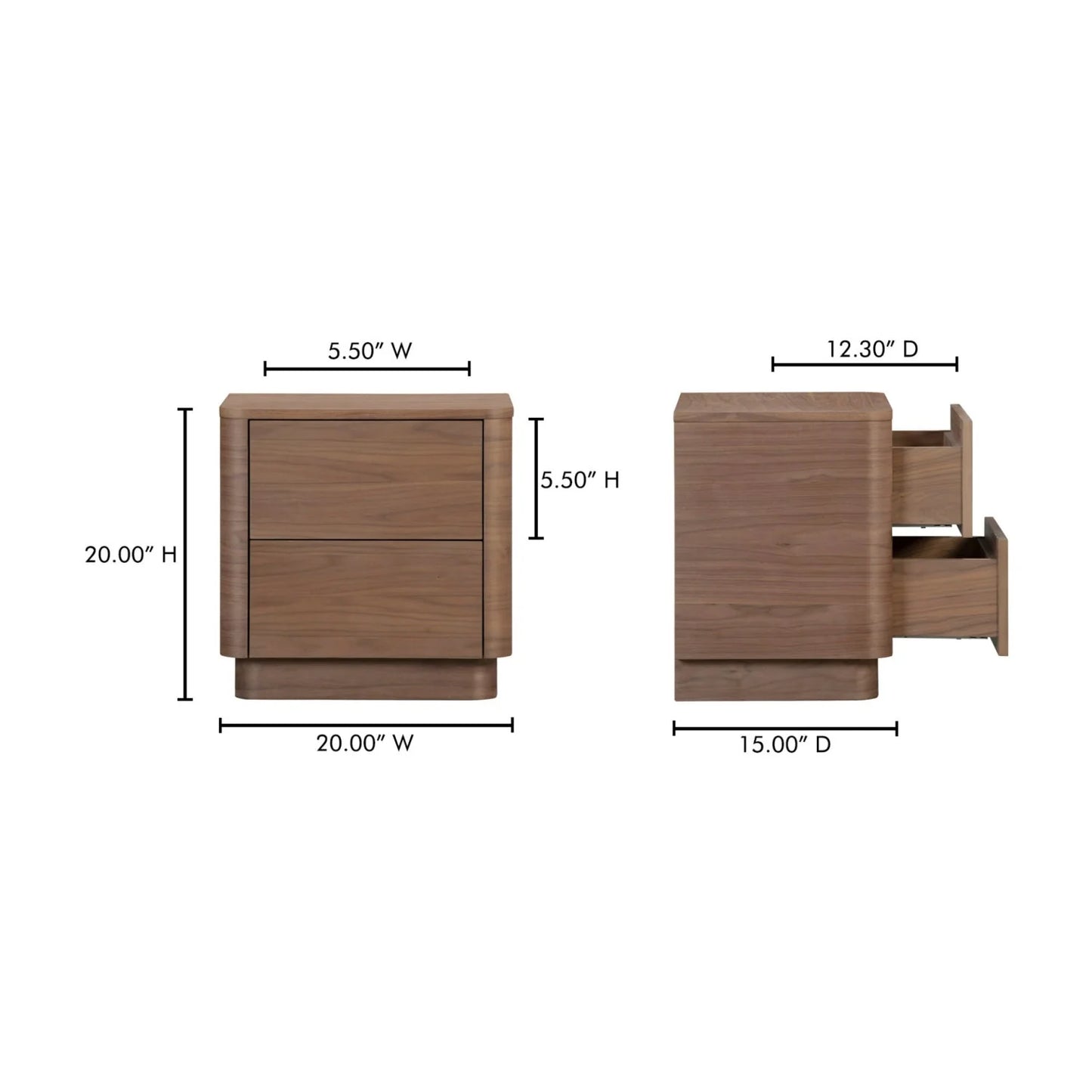 Luxury Modern Round Off 2-Drawer Nightstand European Style for Villa