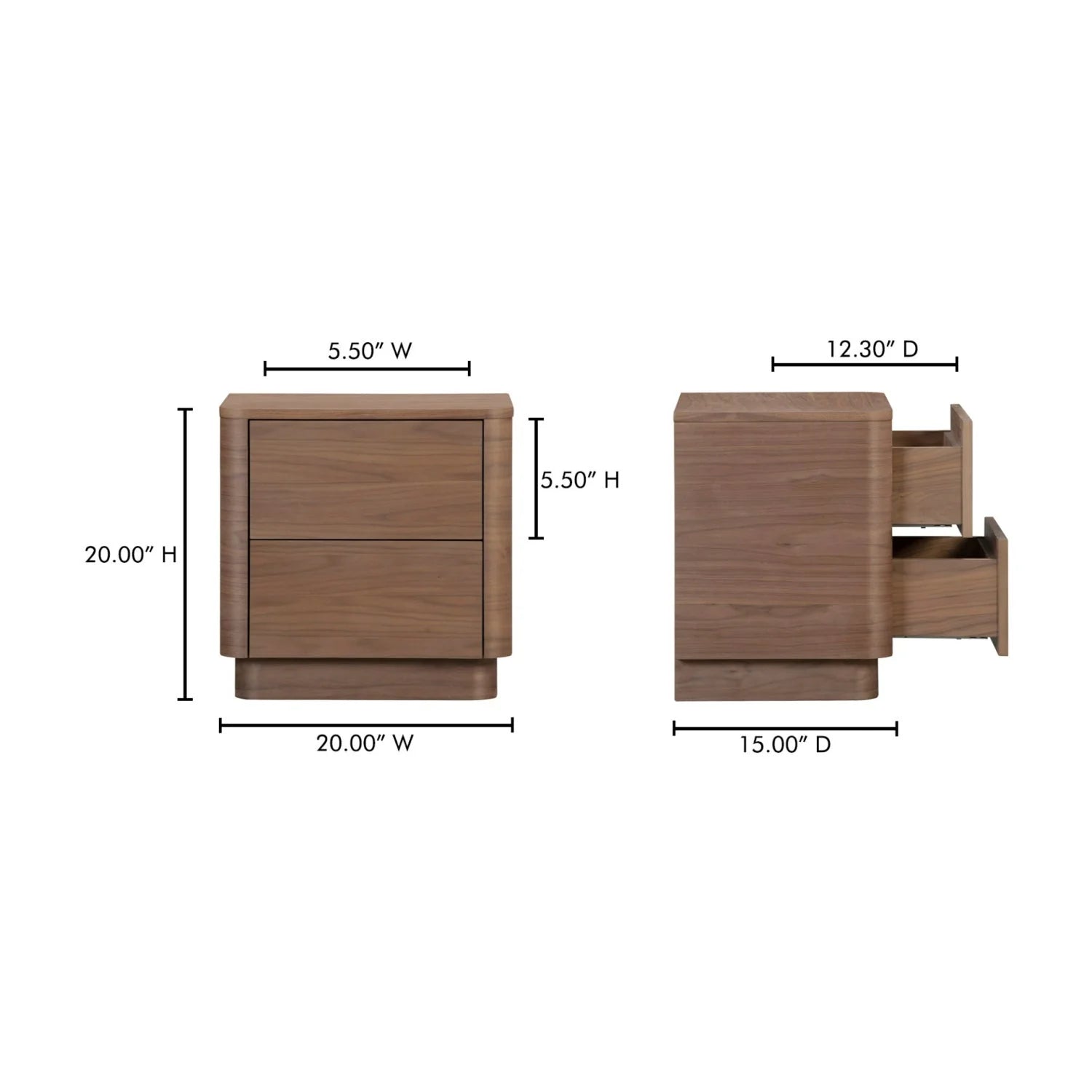 Luxury Modern Round Off 2-Drawer Nightstand European Style for Villa