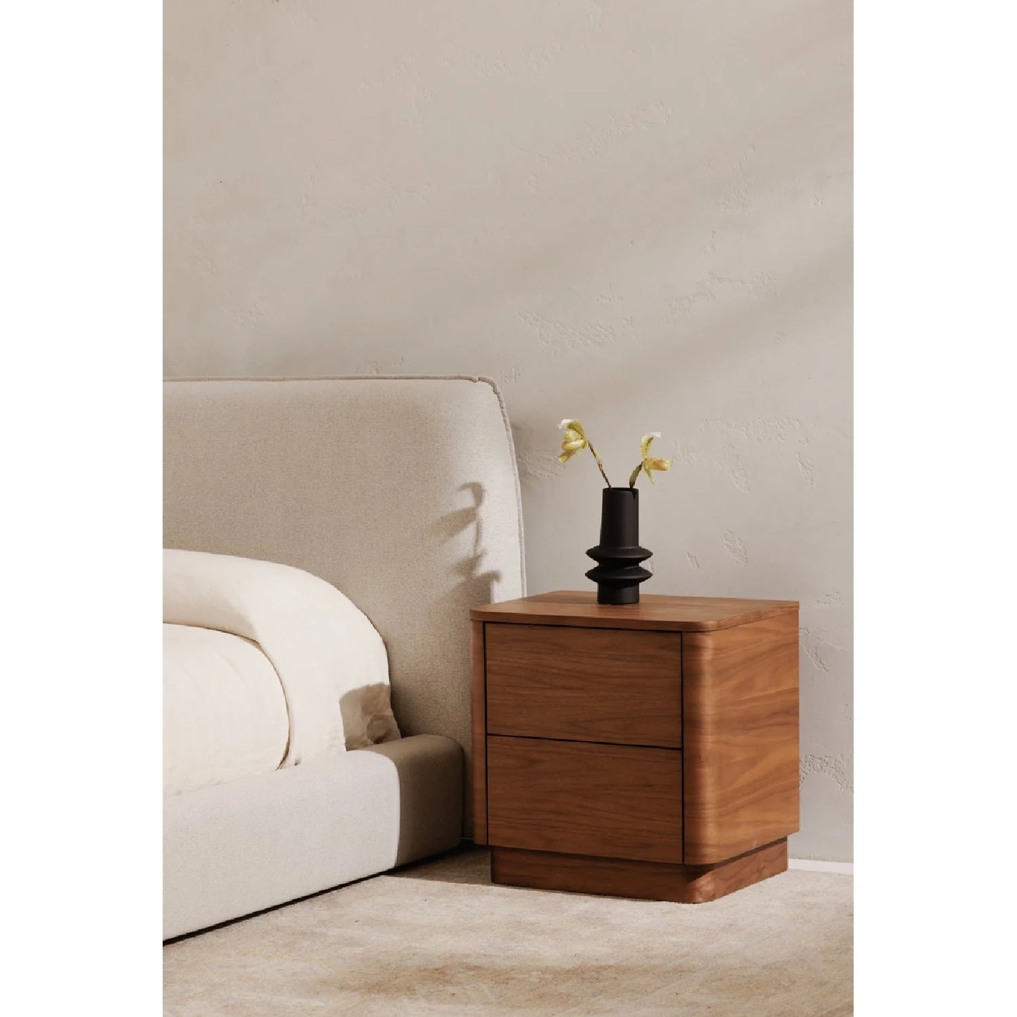 Luxury Modern Round Off 2-Drawer Nightstand European Style for Villa