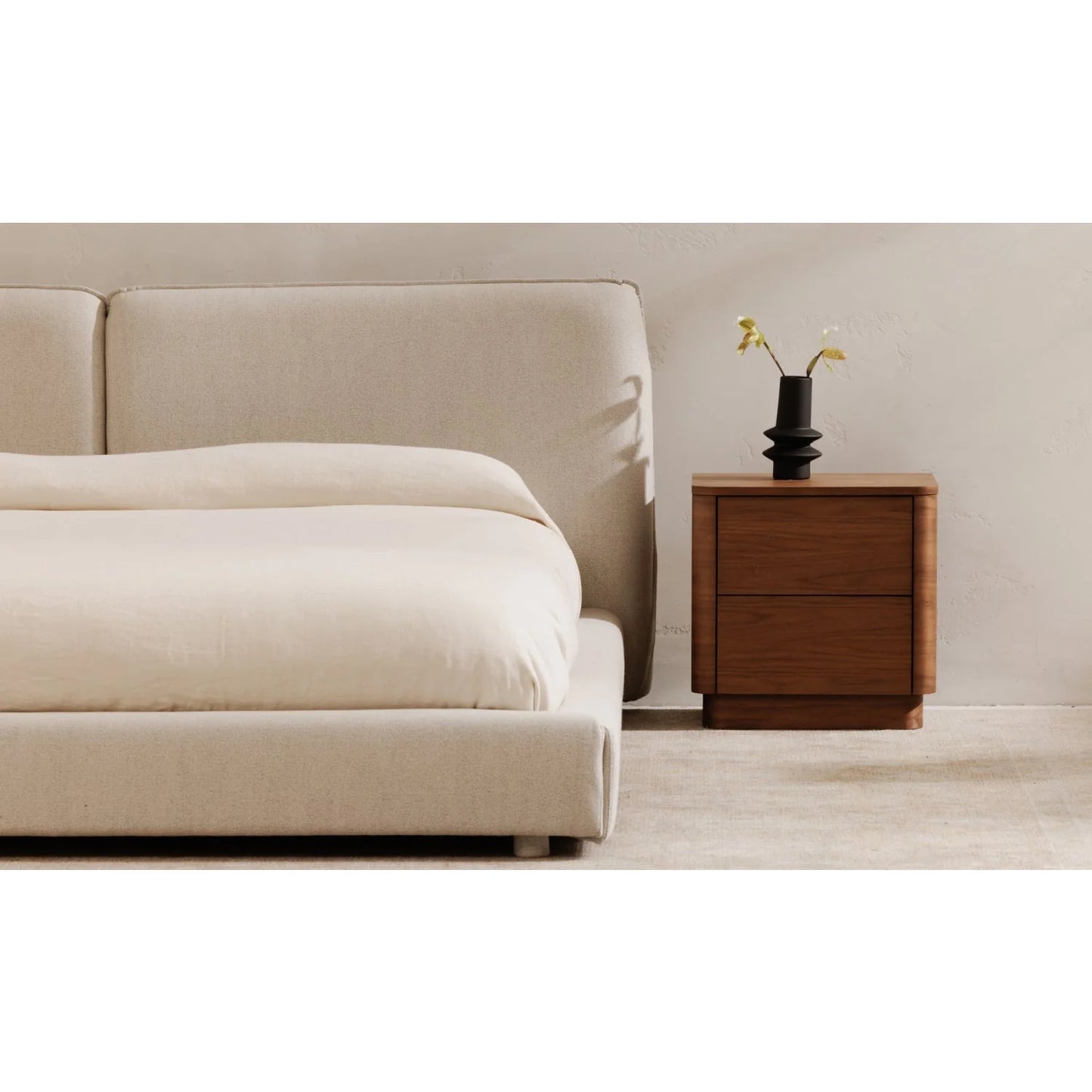 Luxury Modern Round Off 2-Drawer Nightstand European Style for Villa