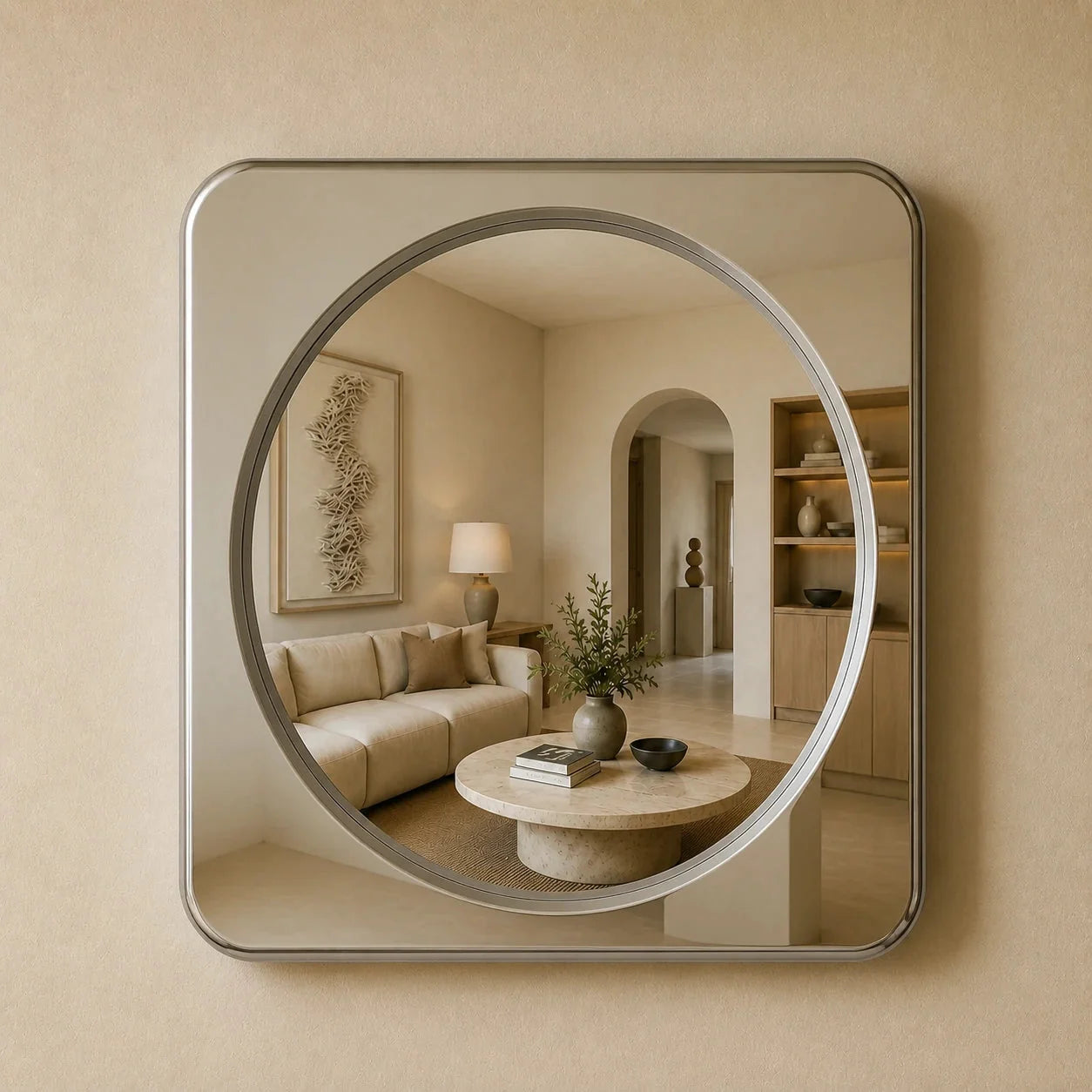Luxury Modern Rounded Square Mirror European Style for Villa