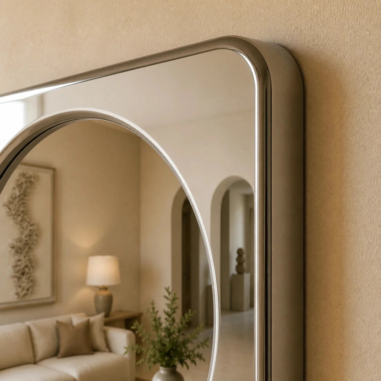 Luxury Modern Rounded Square Mirror European Style for Villa