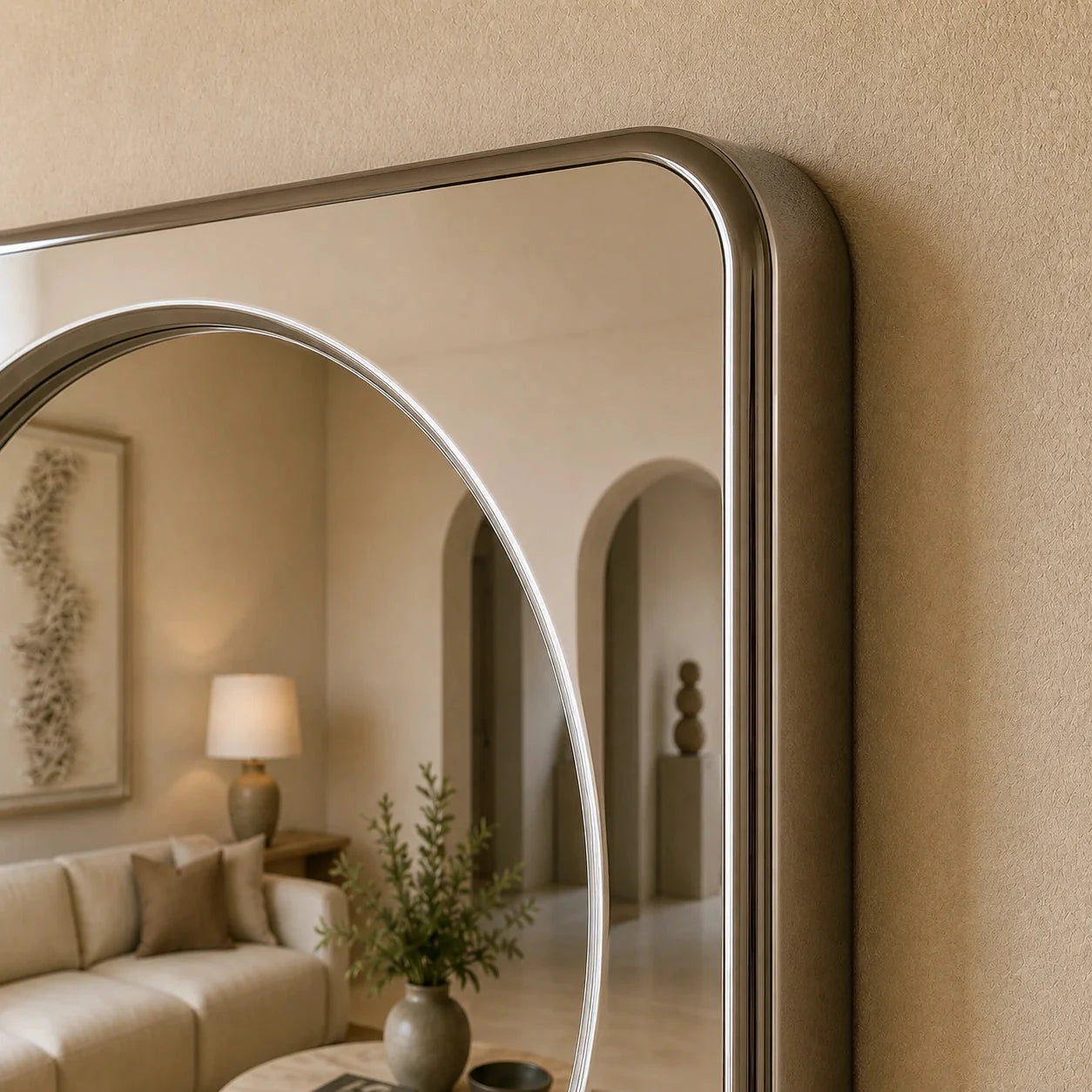 Luxury Modern Rounded Square Mirror European Style for Villa