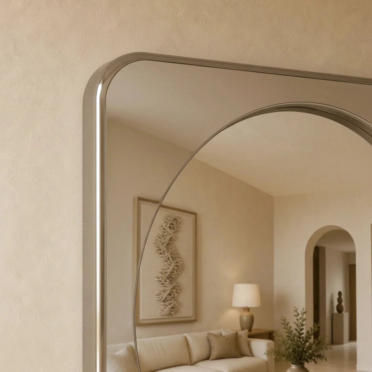 Luxury Modern Rounded Square Mirror European Style for Villa