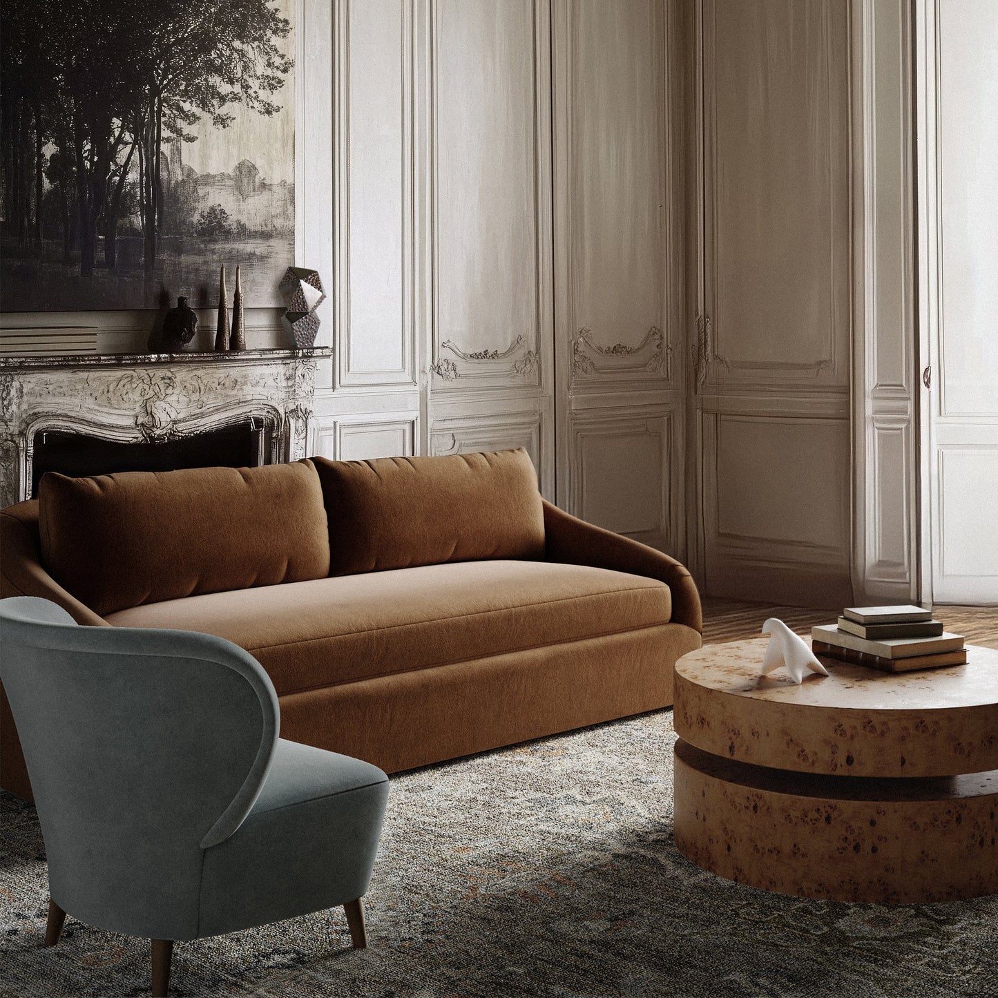 Luxury Modern Rousseau Sofa European Style for Villa