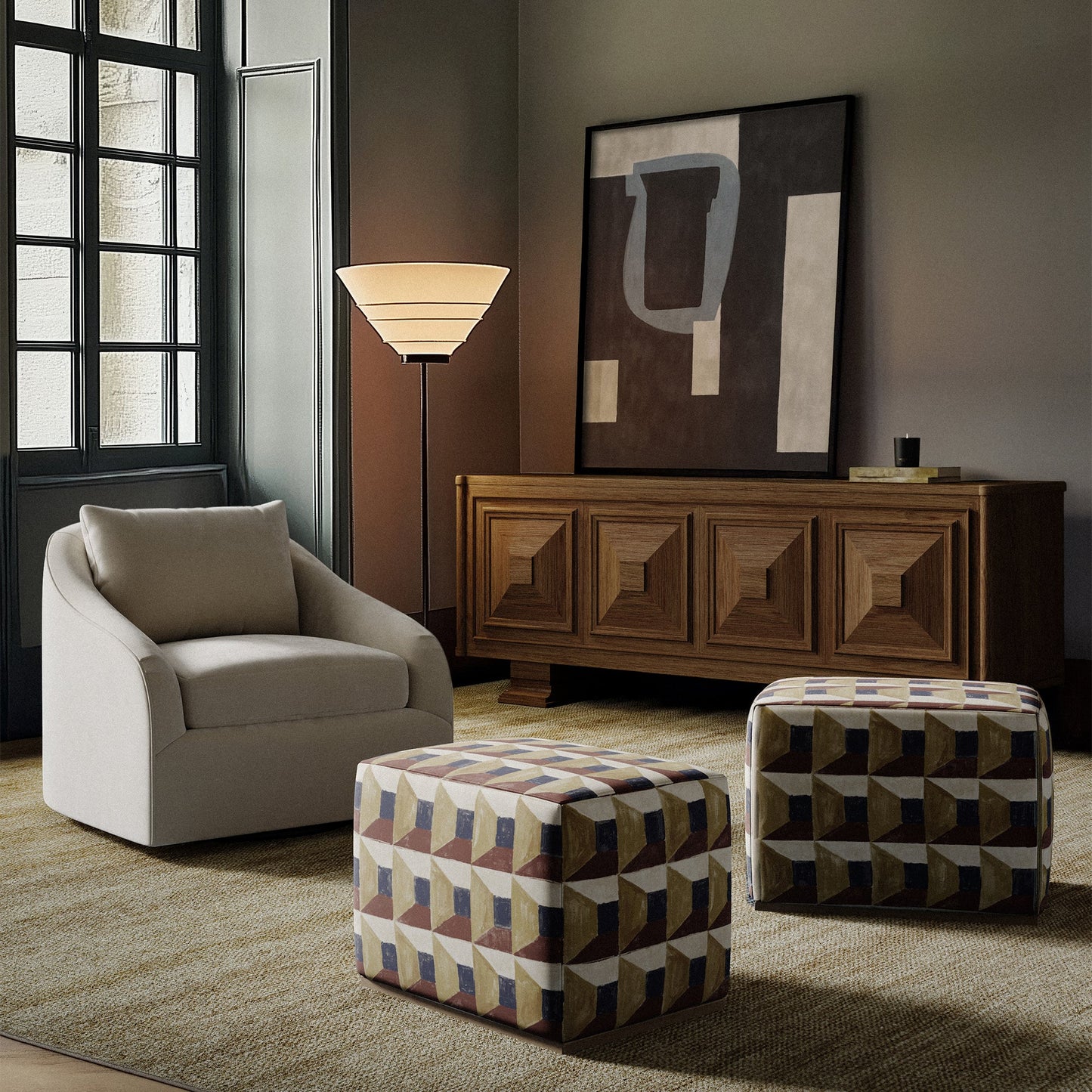 Luxury Modern Rousseau Swivel Chair European Style for Villa