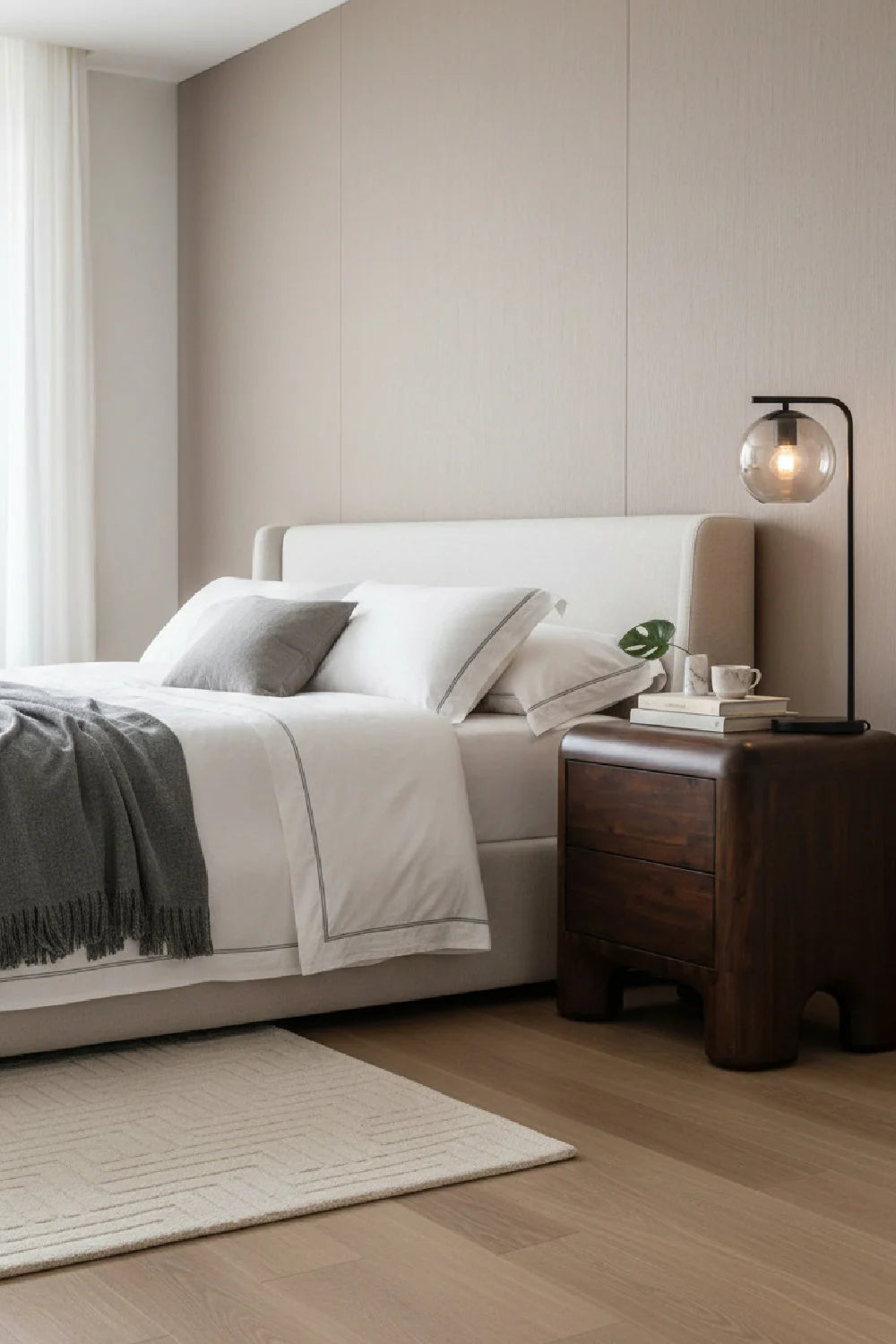 Luxury Modern Rowan 2-Drawer Nightstand European Style for Villa