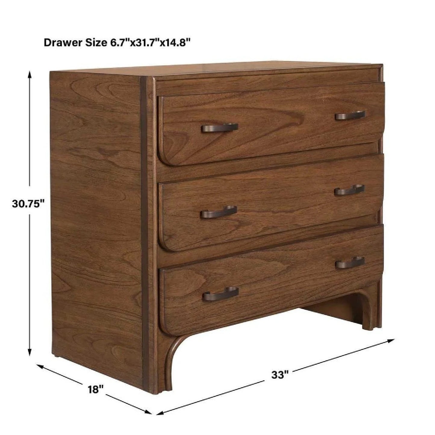 Luxury Modern Rustic Wooden 3-Drawer Chest European Style for Villa