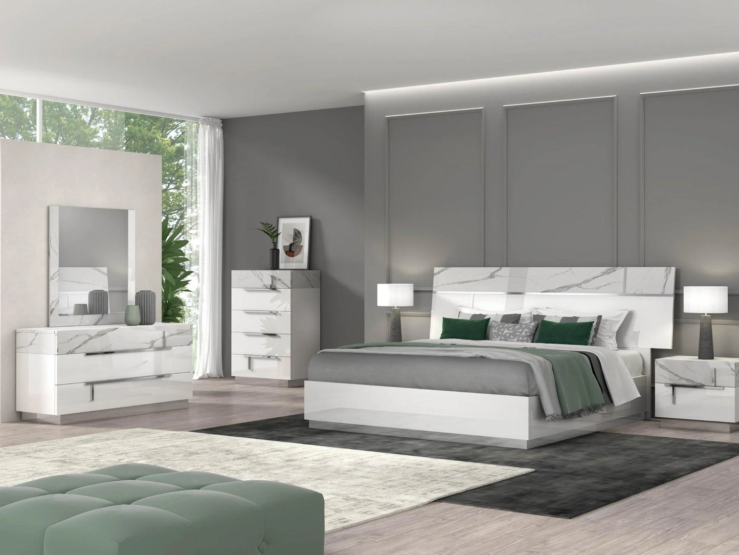 Luxury Modern Sammy Bedroom Set European Style for Villa