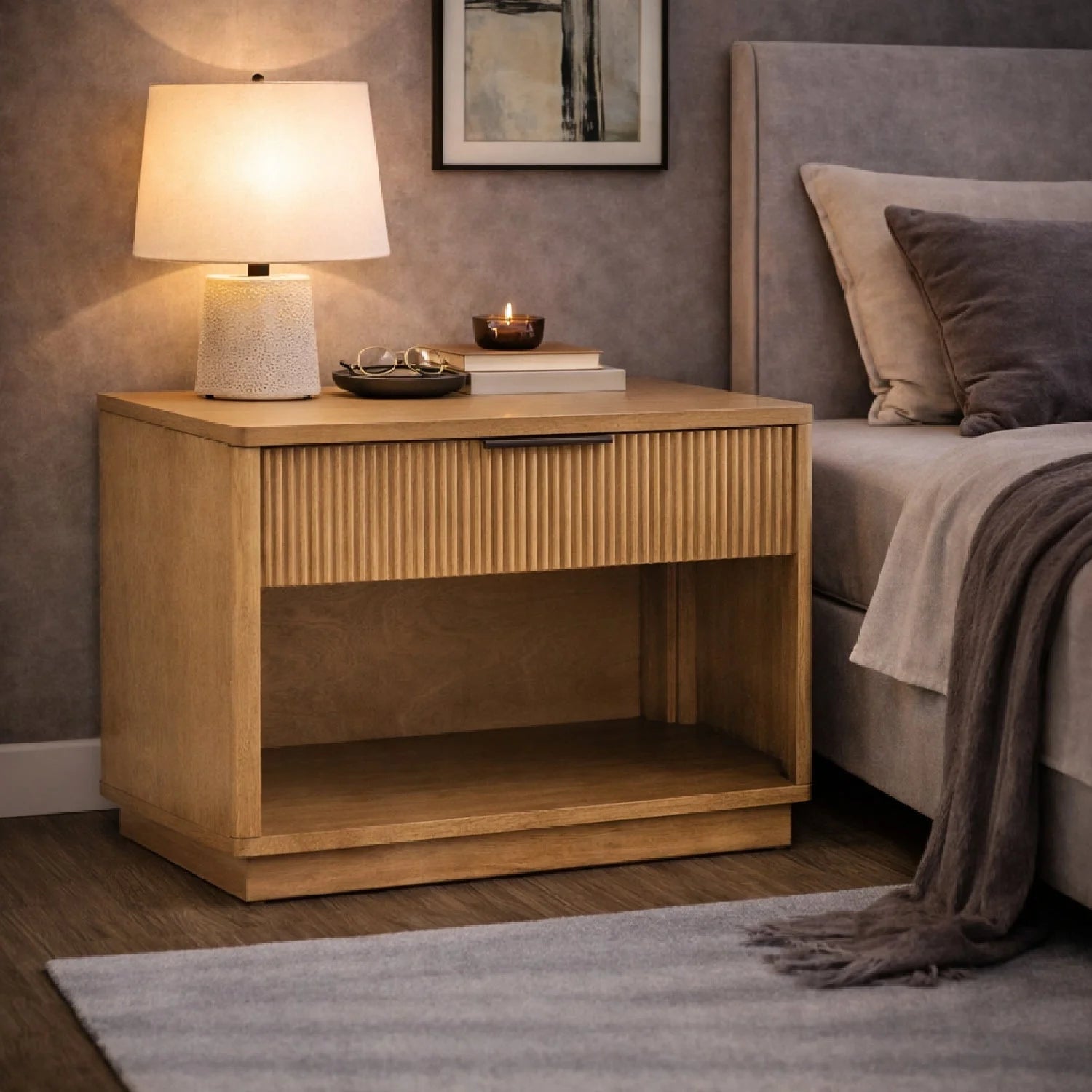 Luxury Modern Santa Monica 1-Drawer Nightstand European Style for Villa