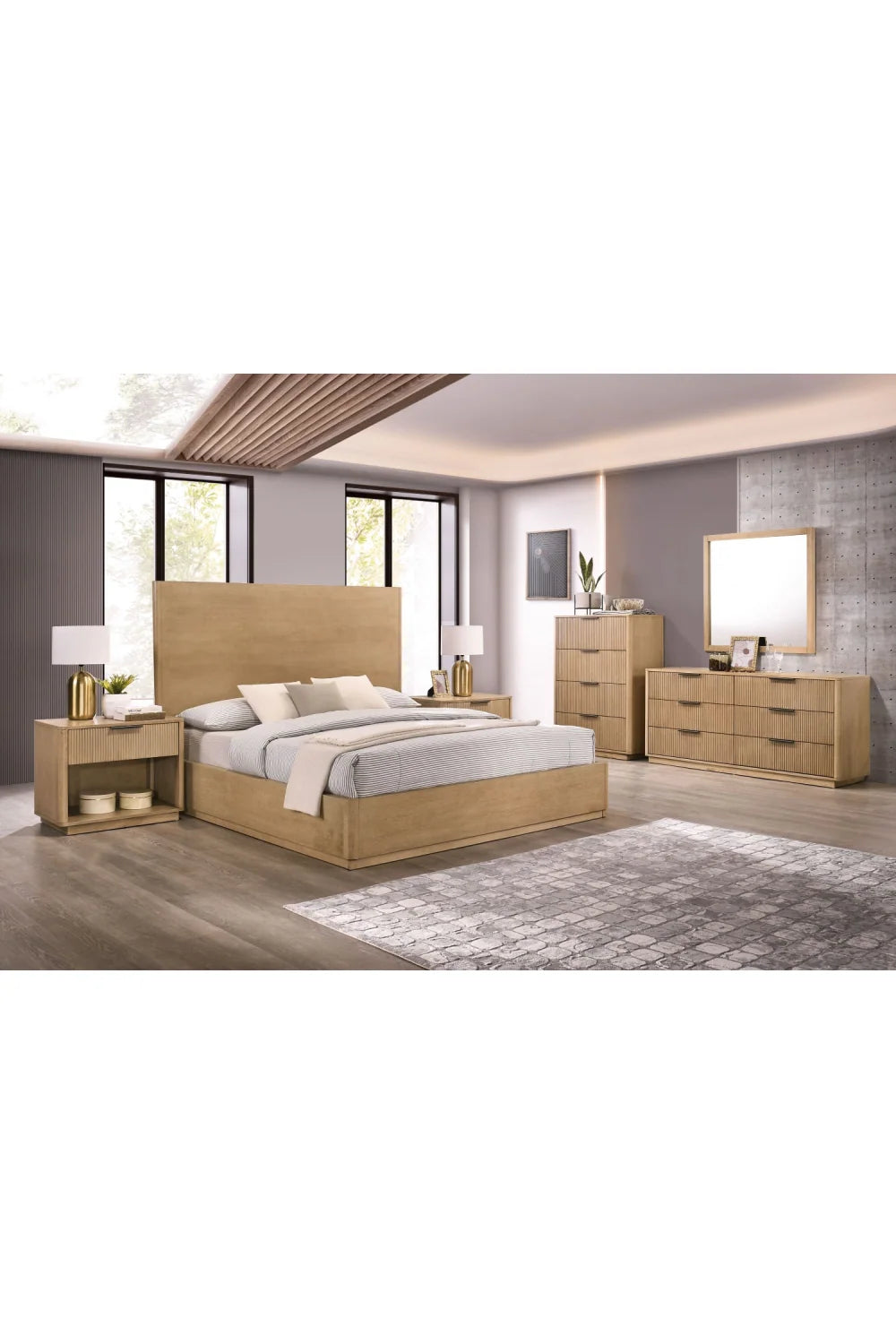 Luxury Modern Santa Monica 1-Drawer Nightstand European Style for Villa
