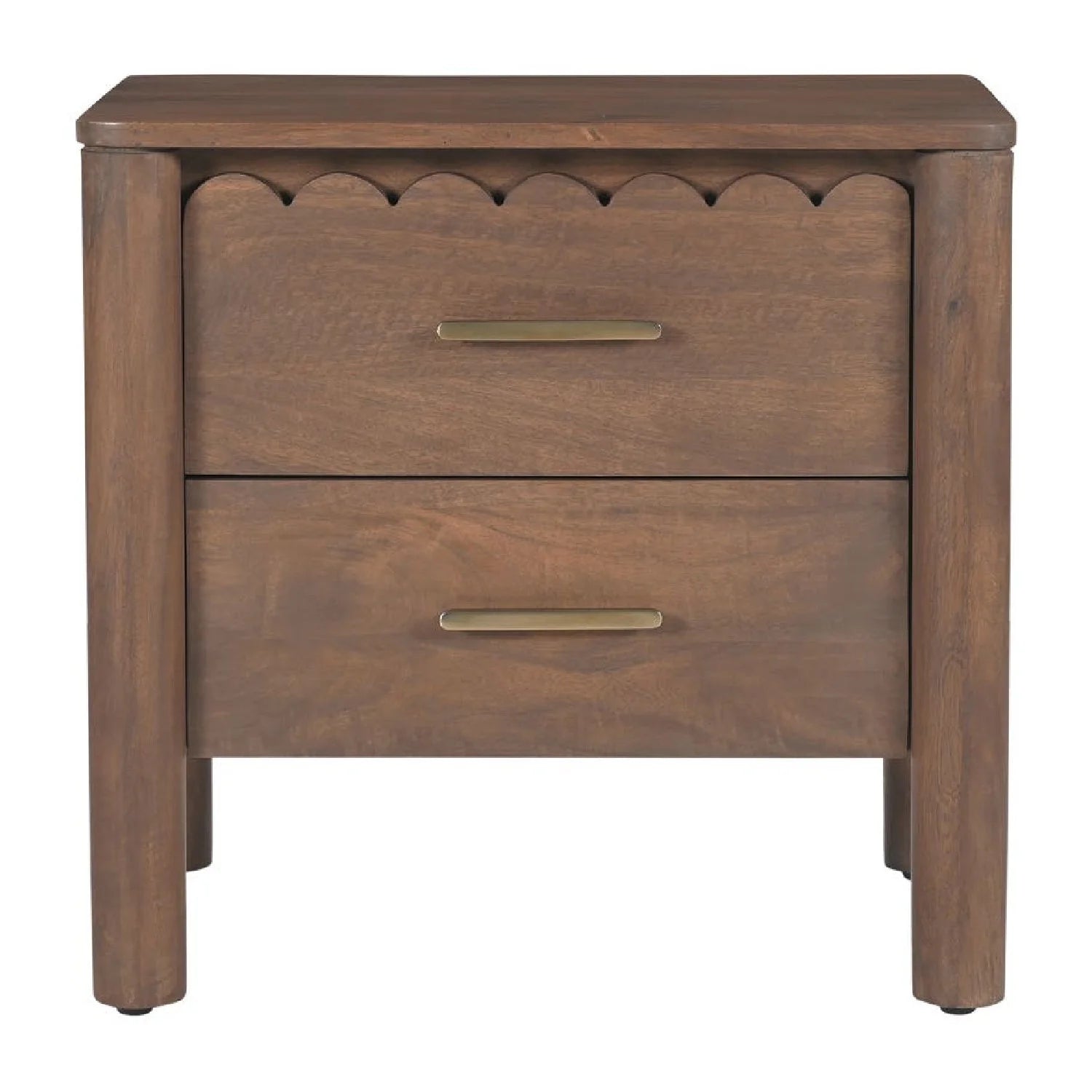 Luxury Modern Scalloped-Edge 2-Drawer Nightstand European Style for Villa