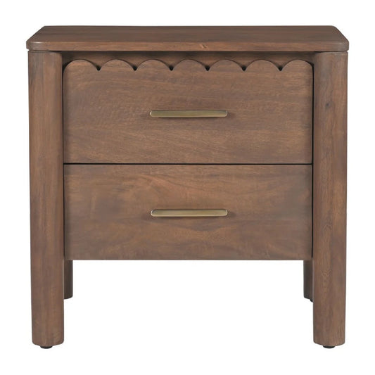 Luxury Modern Scalloped-Edge 2-Drawer Nightstand European Style for Villa