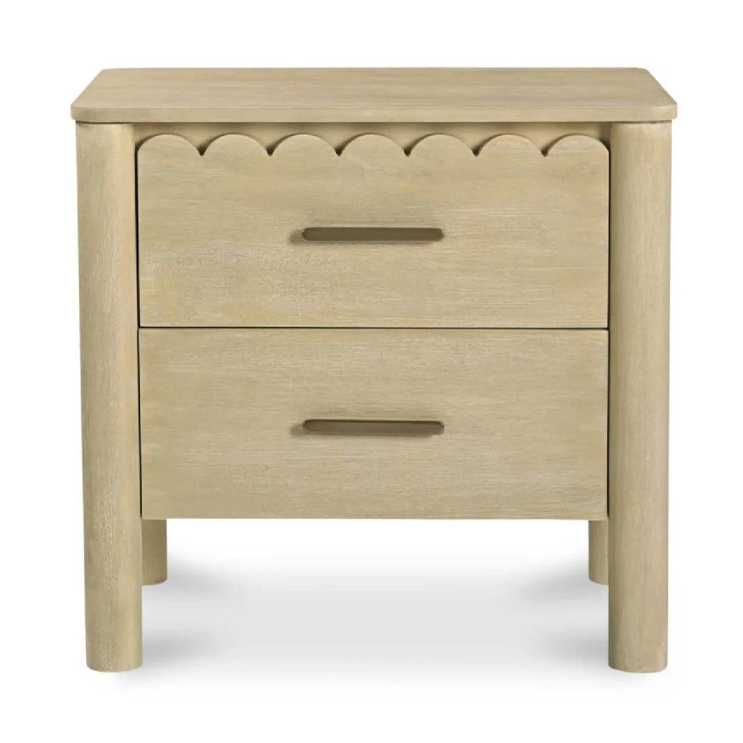 Luxury Modern Scalloped-Edge 2-Drawer Nightstand European Style for Villa
