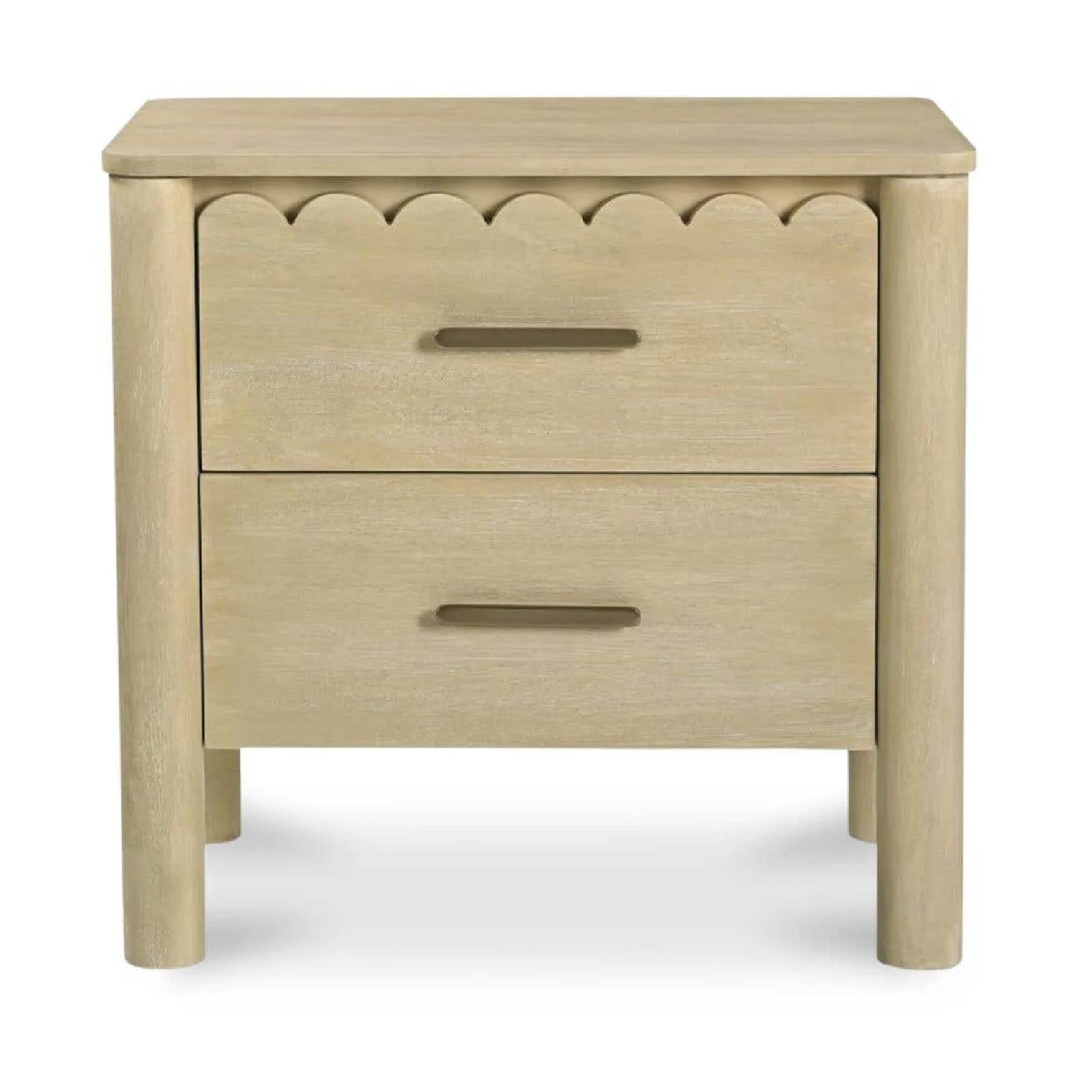 Luxury Modern Scalloped-Edge 2-Drawer Nightstand European Style for Villa