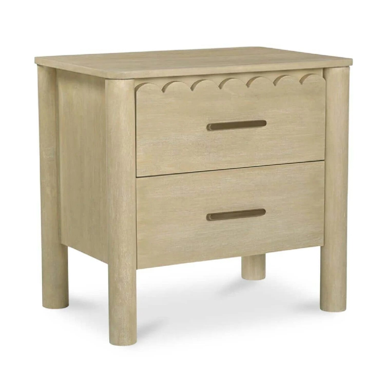 Luxury Modern Scalloped-Edge 2-Drawer Nightstand European Style for Villa