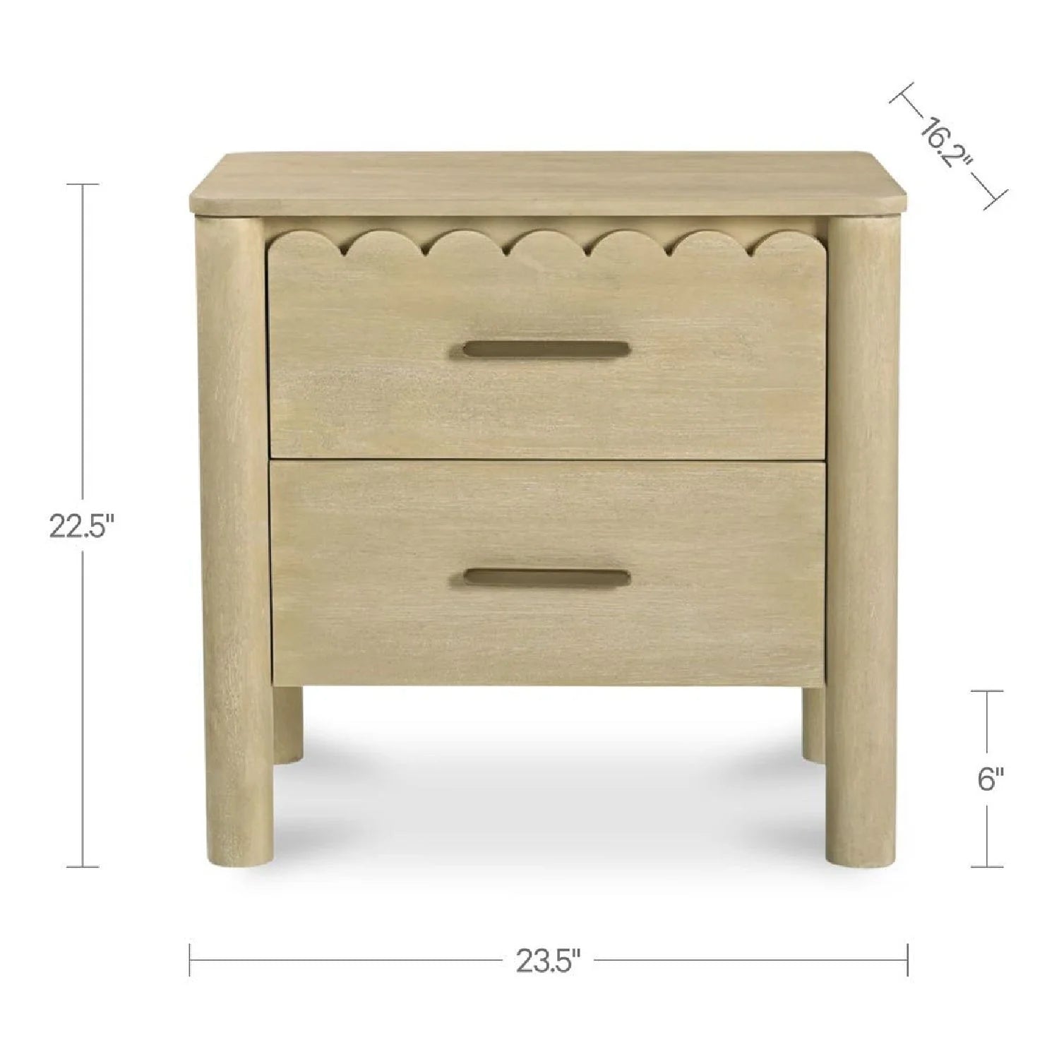 Luxury Modern Scalloped-Edge 2-Drawer Nightstand European Style for Villa