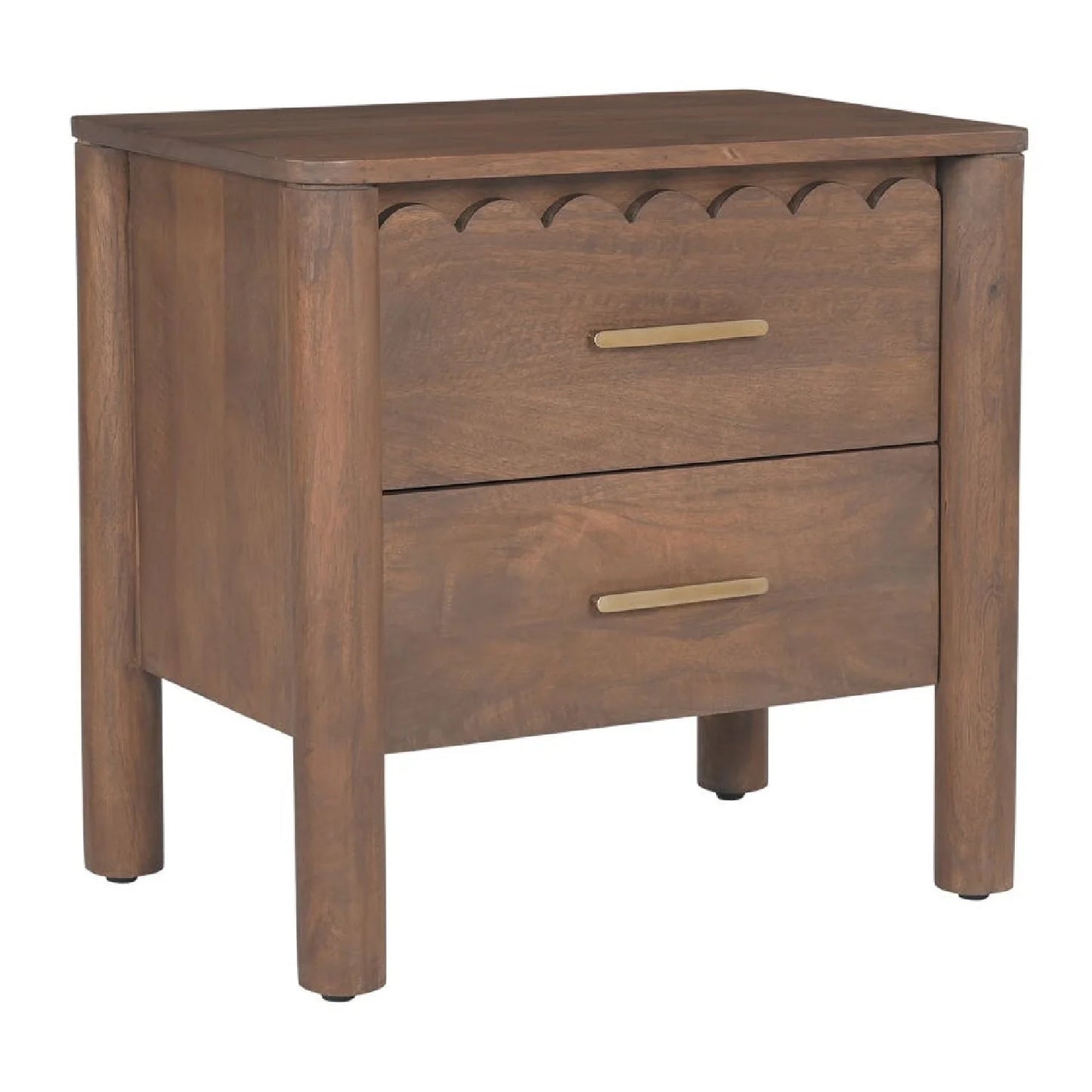 Luxury Modern Scalloped-Edge 2-Drawer Nightstand European Style for Villa