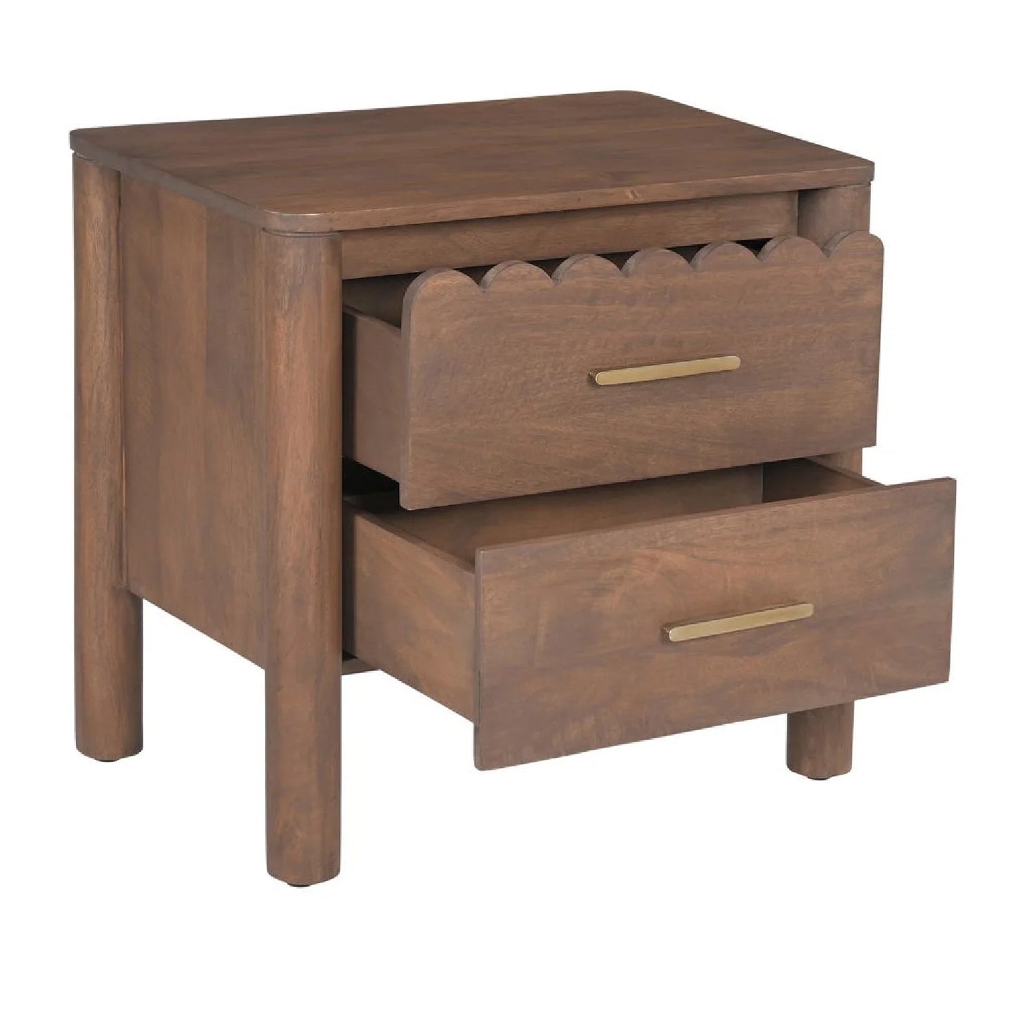 Luxury Modern Scalloped-Edge 2-Drawer Nightstand European Style for Villa