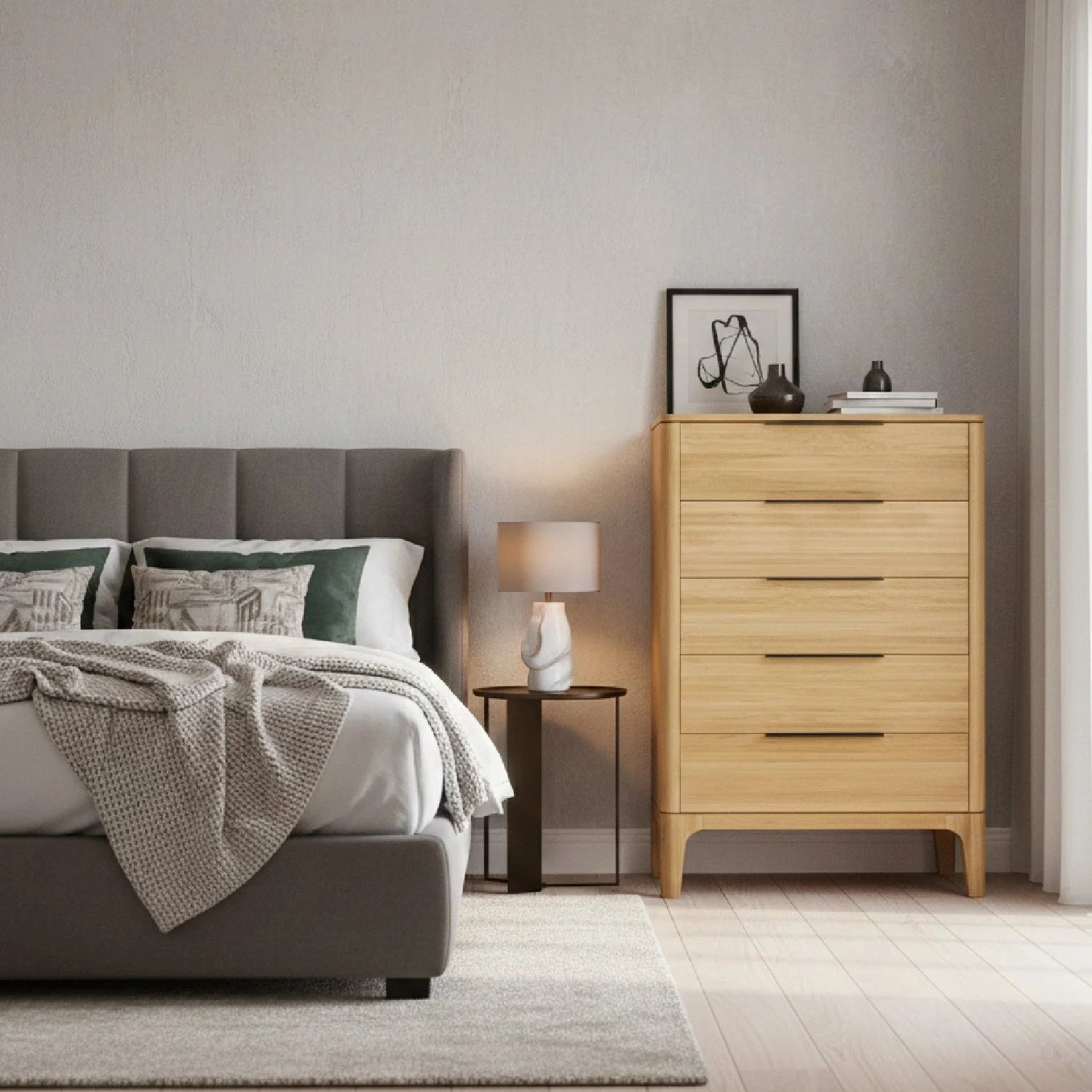 Luxury Modern Seattle Oak 5-Drawer Chest European Style for Villa