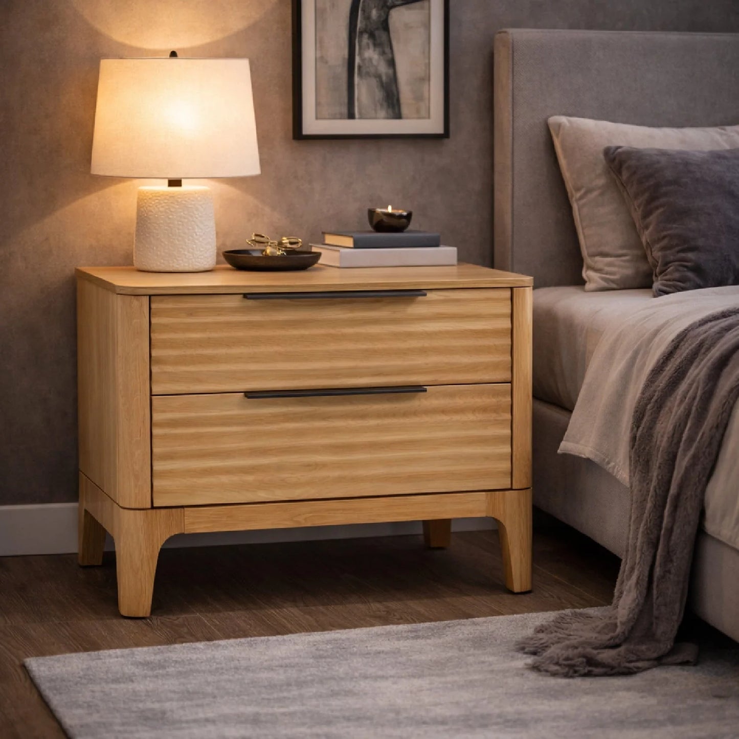 Luxury Modern Seattle Solid Oak Nightstand European Style for Villa