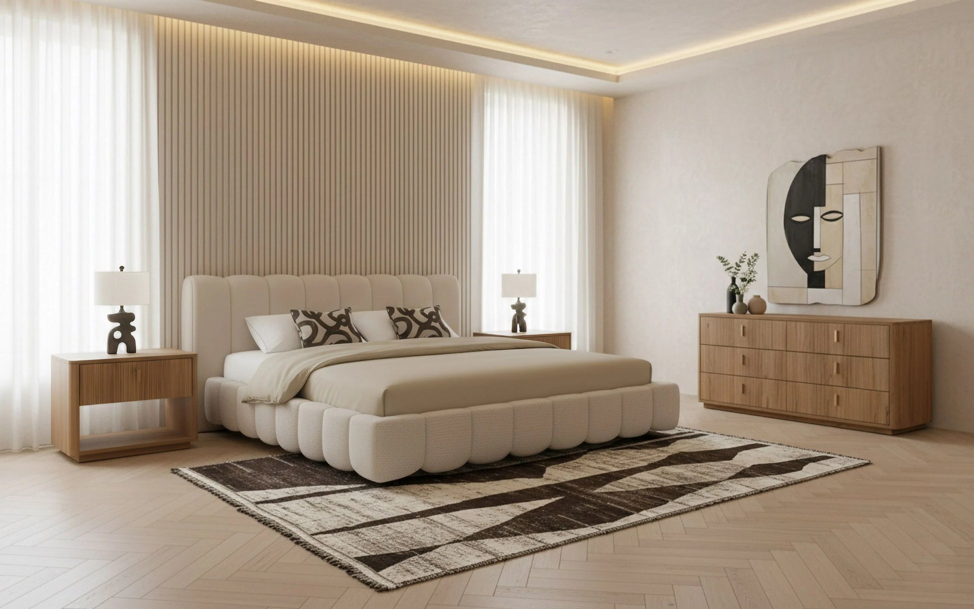 Luxury Modern Serena Bedroom Set European Style for Villa