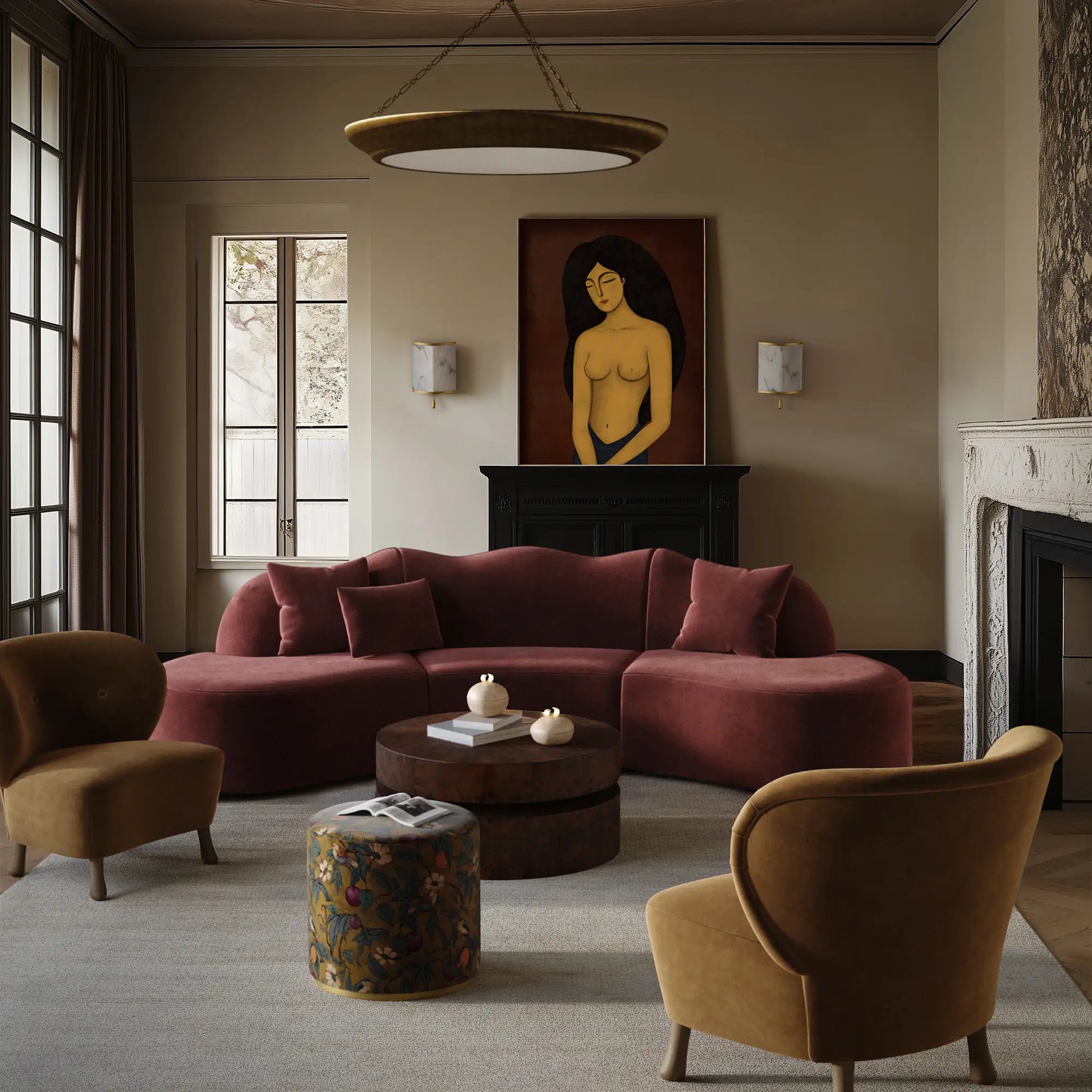 Luxury Modern Serpentine Sectional Sofa European Style for Villa
